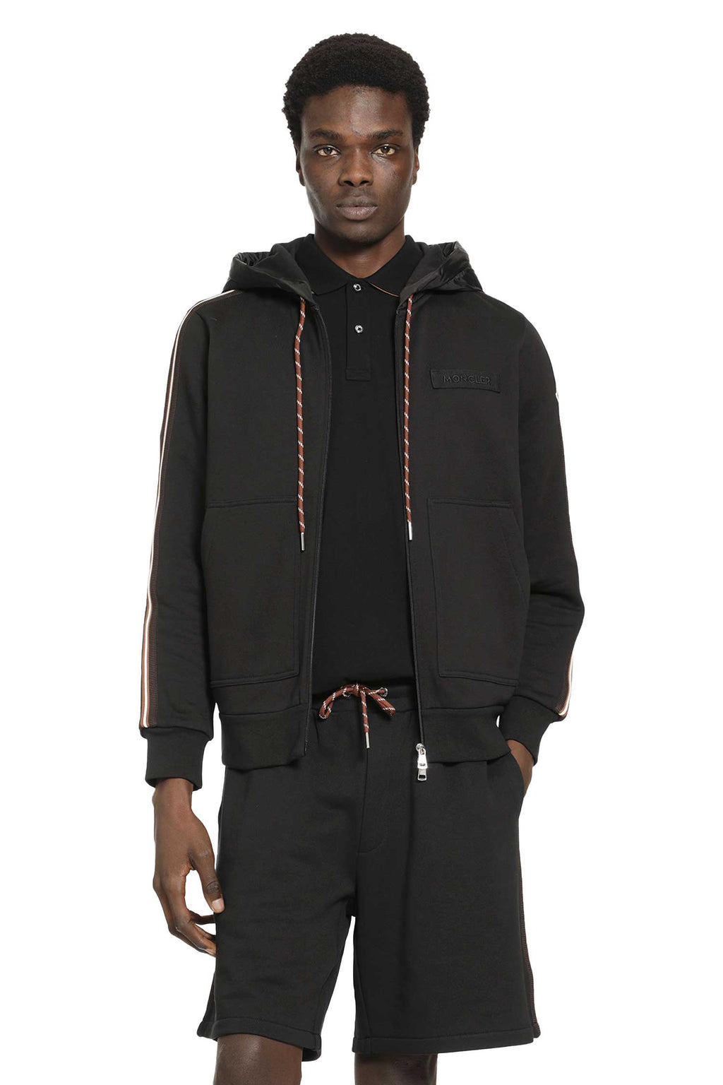 Оригінальна Striped Logo Zip-Up Hoodie Moncler – боковий вид