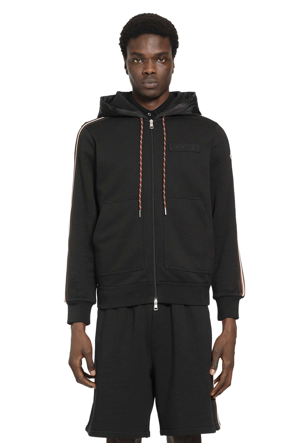 Оригінальна Striped Logo Zip-Up Hoodie Moncler – вид ззаду