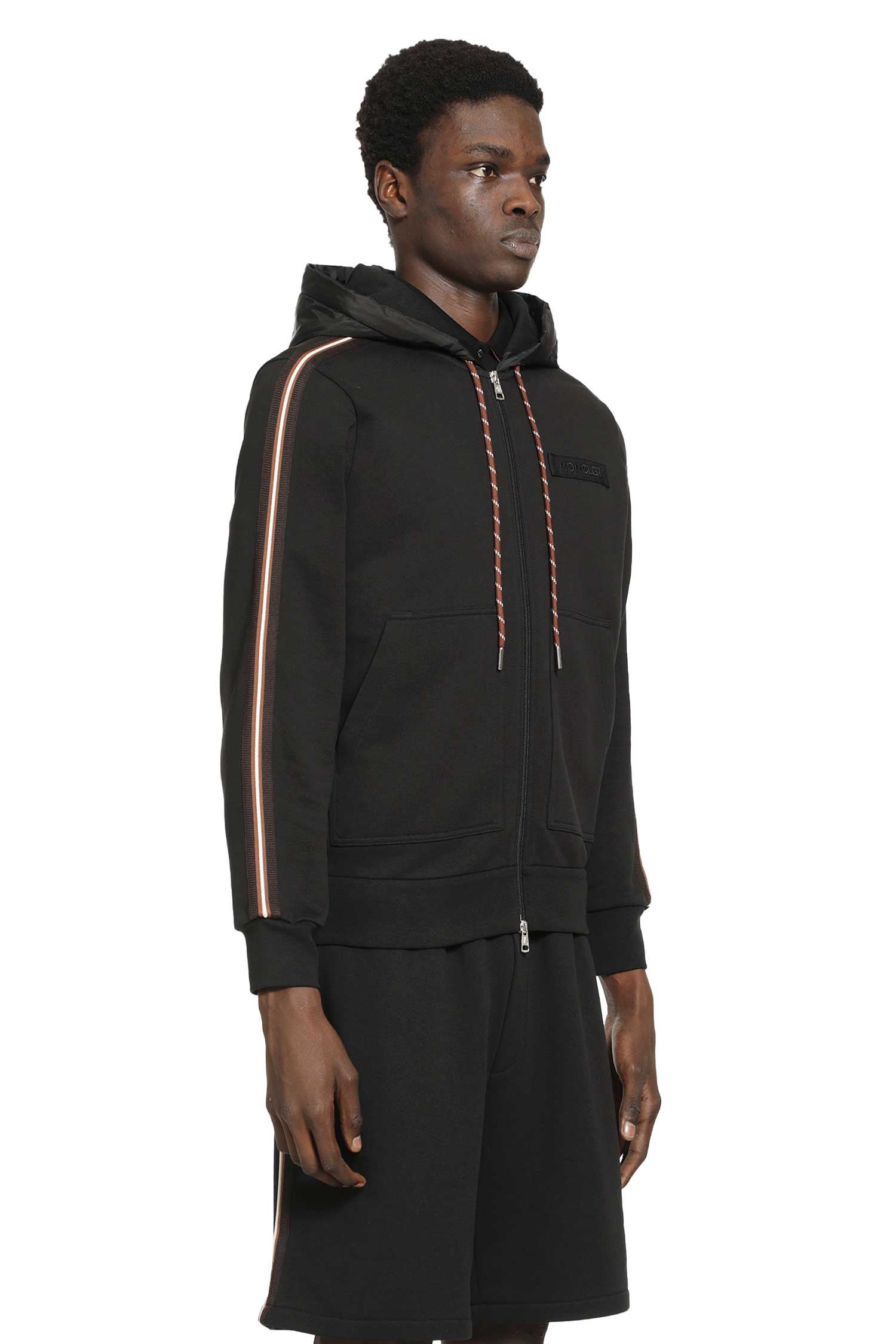 Оригінальна Striped Logo Zip-Up Hoodie Moncler – детальний вид - MONCLER