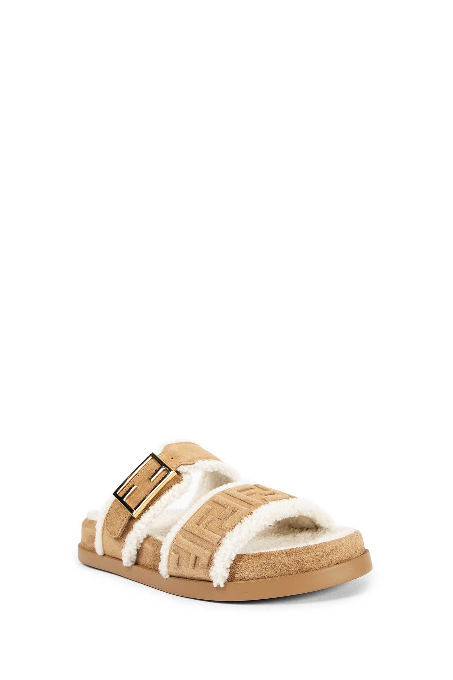 Оригінальна Ff Suede And Shearling Sandals Fendi – вид ззаду
