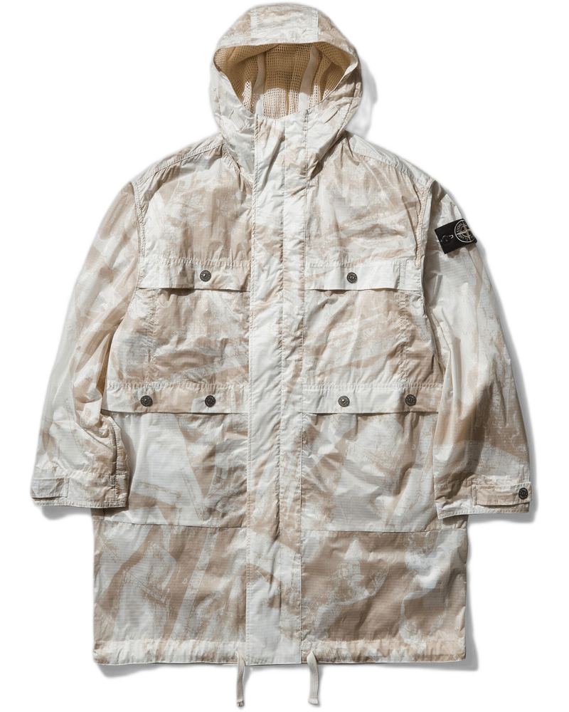 Men's UV-Reactive Scan Camo Nylon Ripstop Parka Desert - STONE ISLAND (Background Removed)