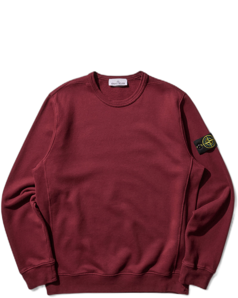 Men's Garment Dyed Crewneck Sweatshirt Bordeaux - STONE ISLAND (Background Removed)