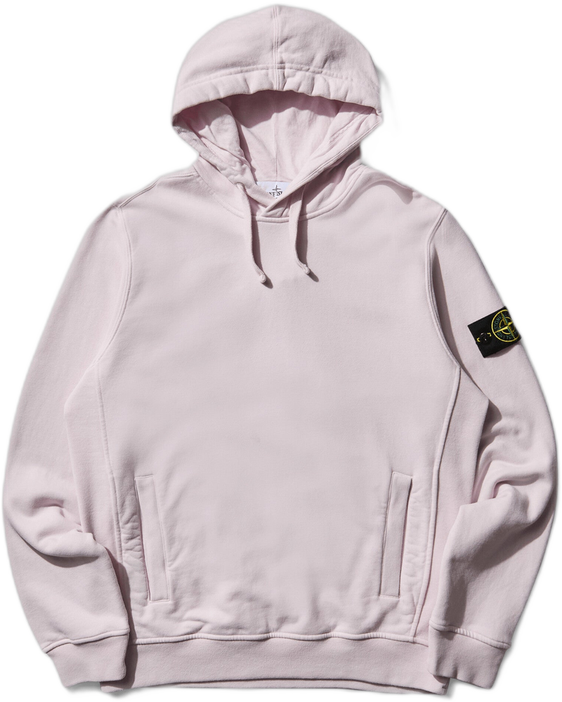 Men's Garment Dyed Hoodie Pink - STONE ISLAND (Background Removed)
