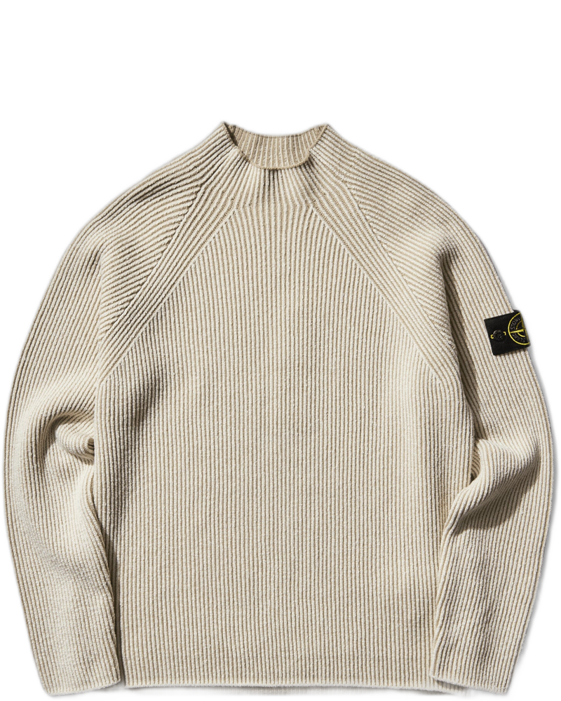 Men's Vanisè Wool Crewneck Sweater Ivory - STONE ISLAND (Background Removed)