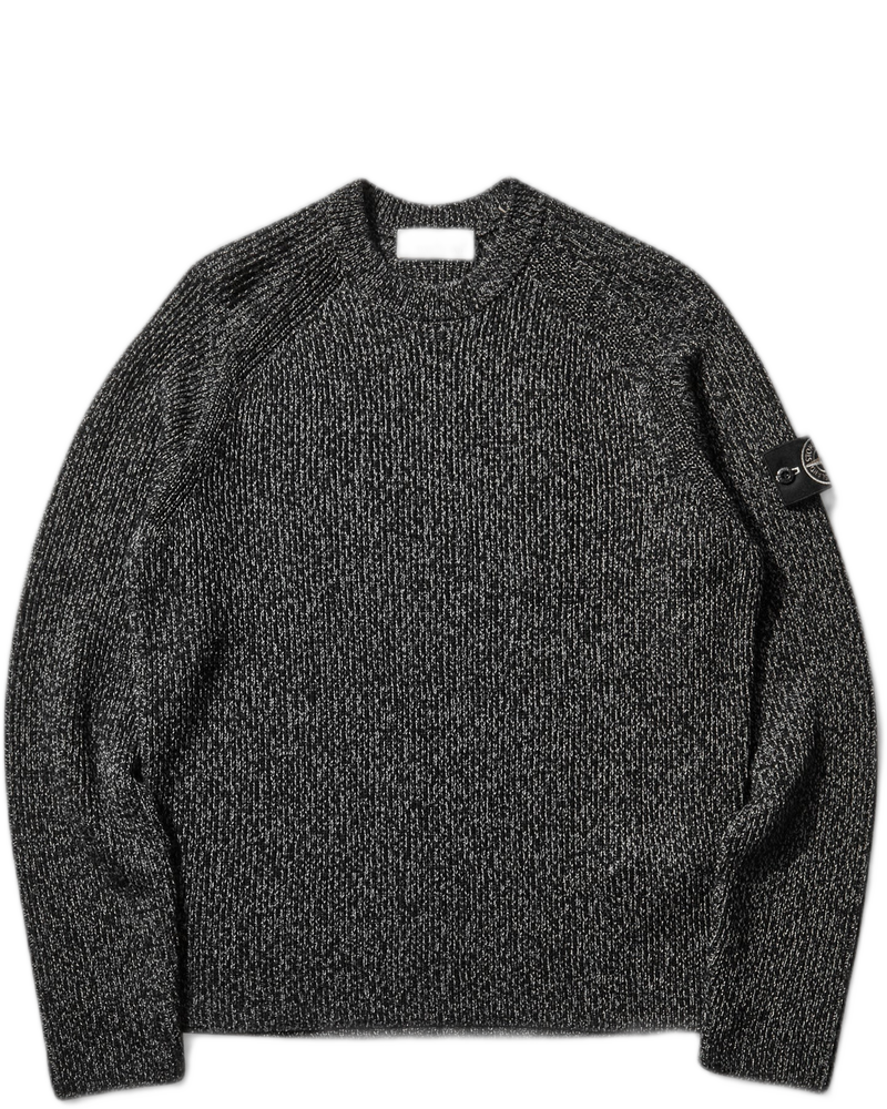 Men's Knit Reflective Sweater Black - STONE ISLAND (Background Removed)