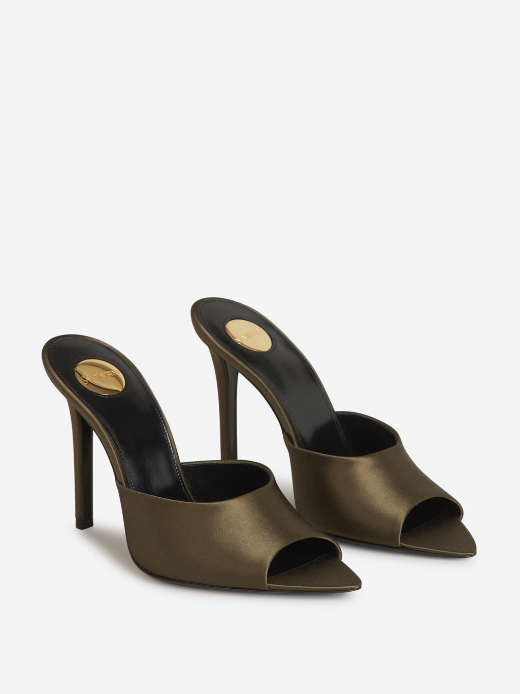 Satin Goldie Mules Saint laurent – Гарантія оригінальності – вид ззаду