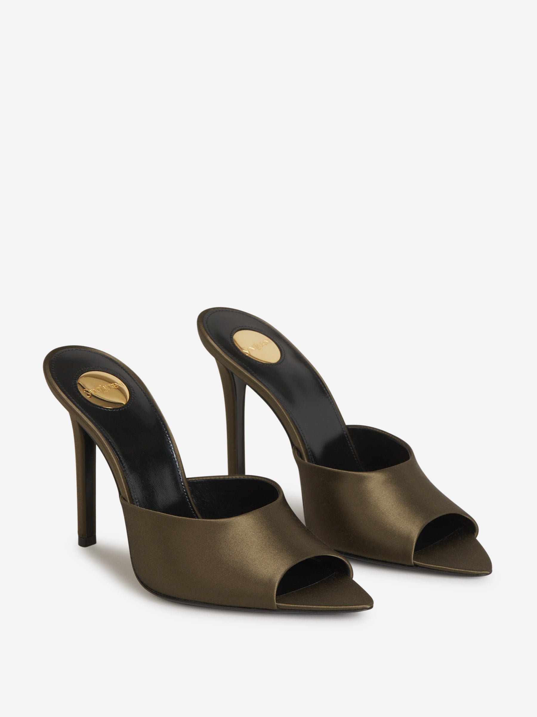 Satin Goldie Mules Saint laurent – Гарантія оригінальності – вид ззаду