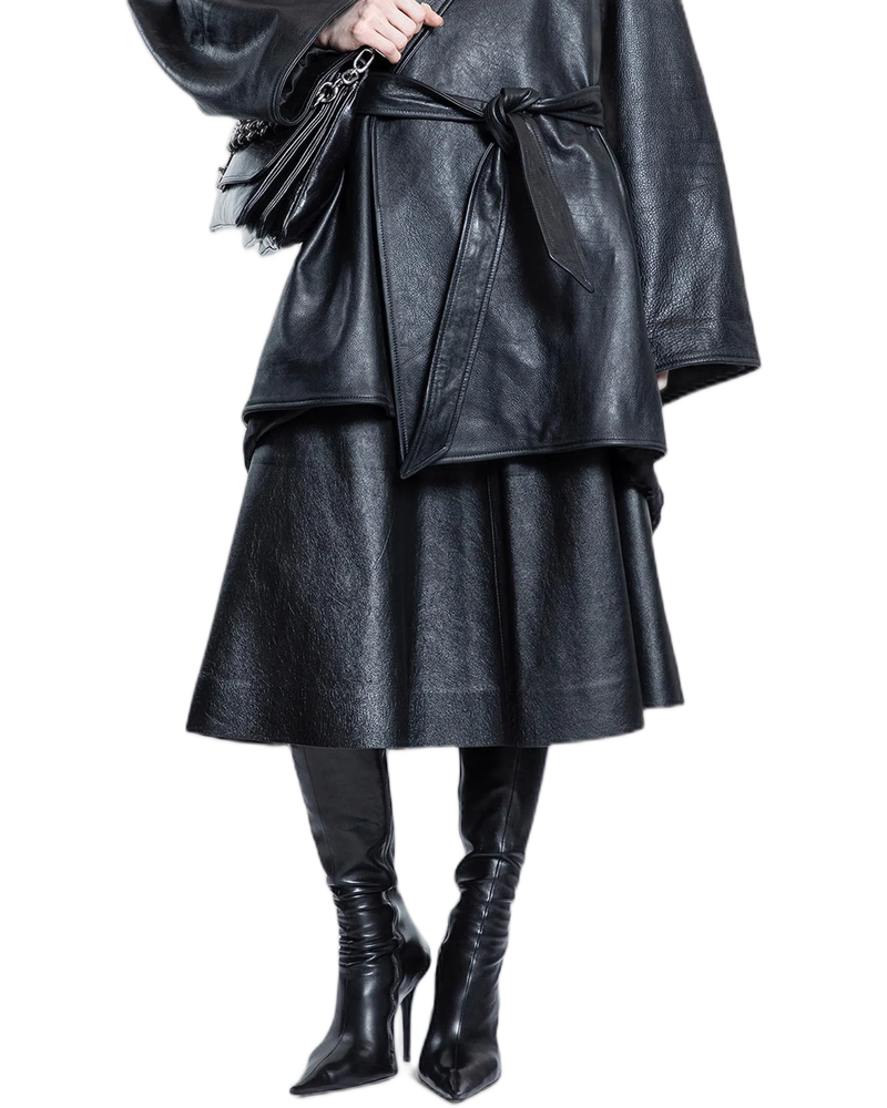 Gonna a trapezio in pelle lucida - BALENCIAGA (Background Removed)