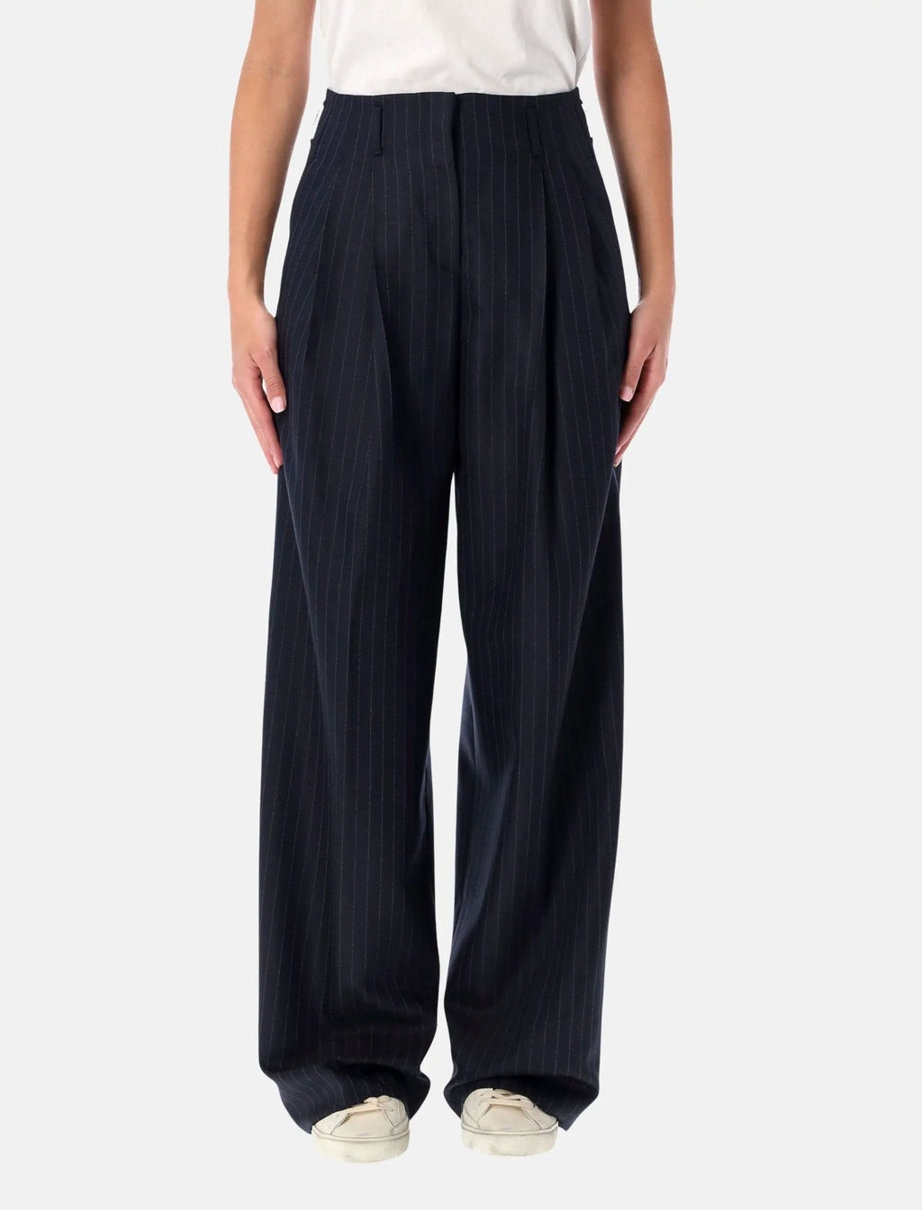 Navy Blue Wool Pinstripe Trousers Golden goose оригінал – Купити в Україні – боковий вид