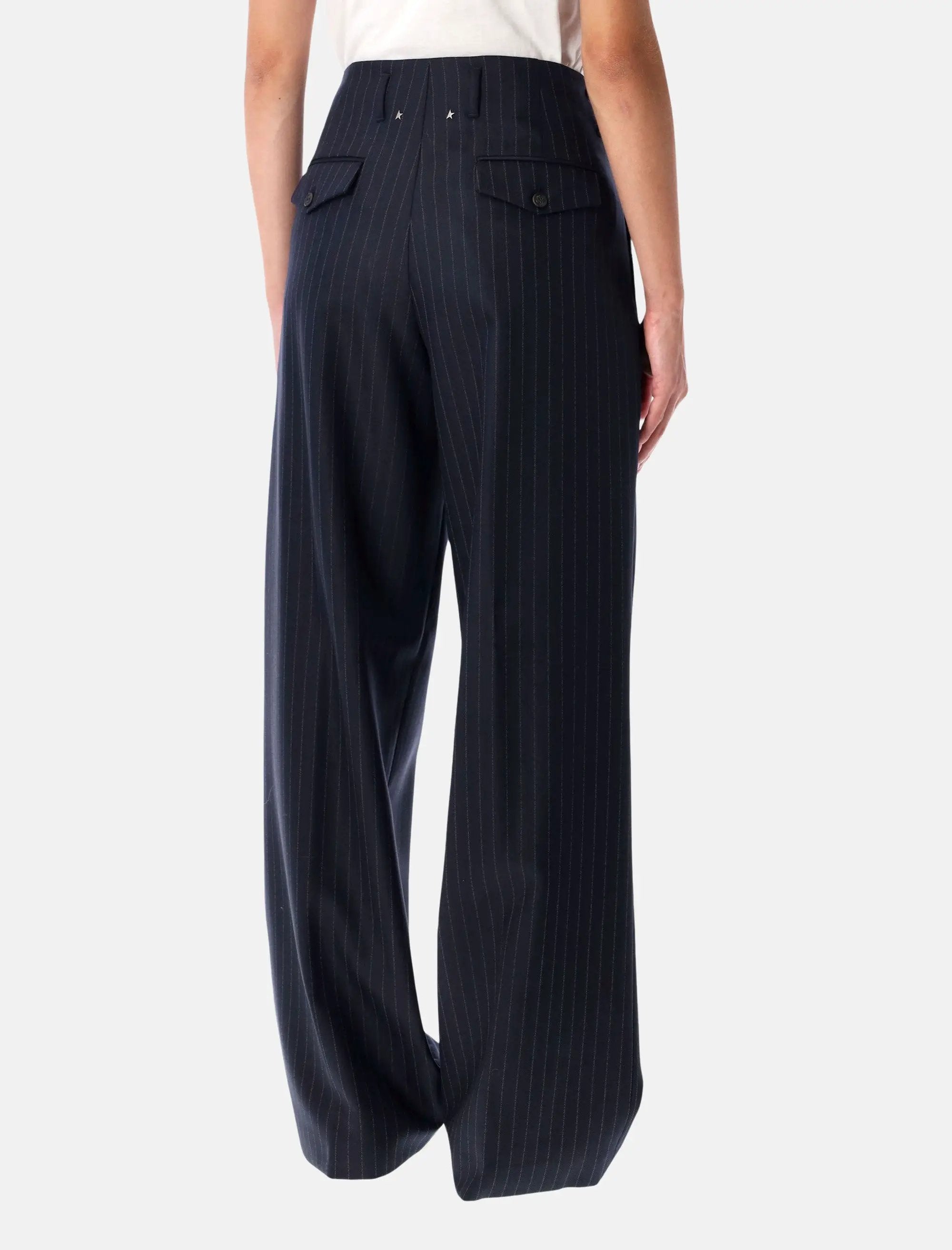 Navy Blue Wool Pinstripe Trousers Golden goose оригінал – Купити в Україні – вид ззаду