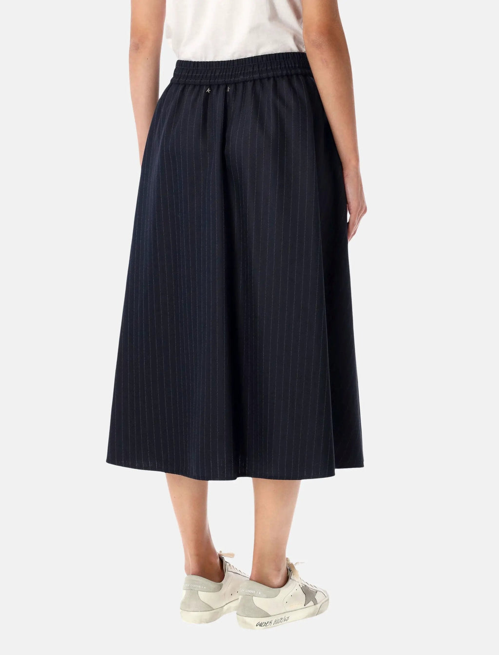 Navy Blue Wool Pint Striped MIDI Skirt Golden goose – Гарантія оригінальності – вид ззаду