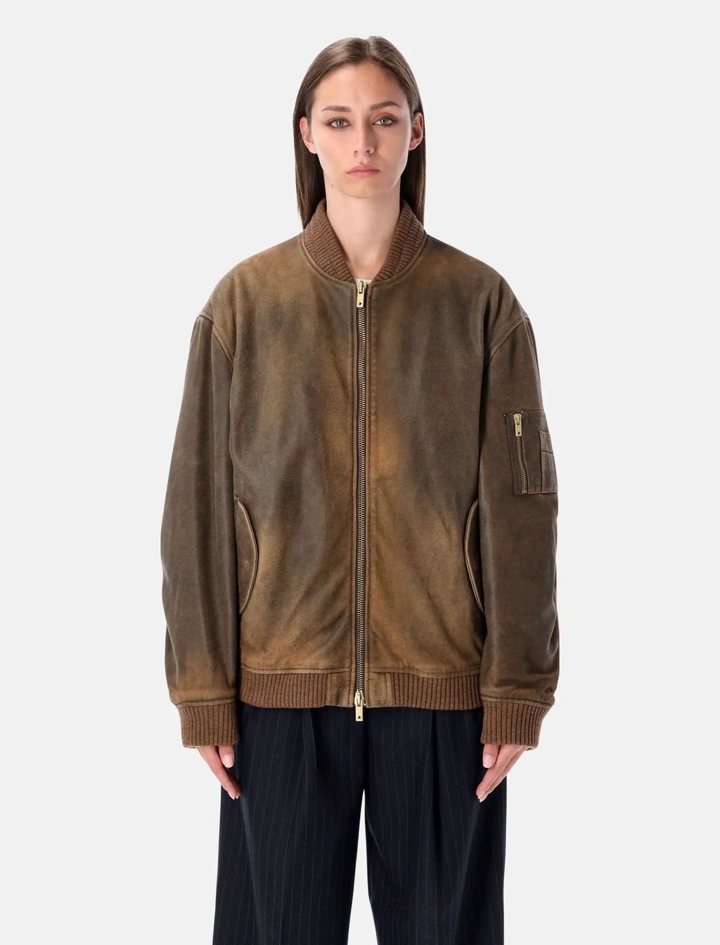 Unisex Brown Bomber Jacket Golden goose оригінал – Купити в Україні – боковий вид