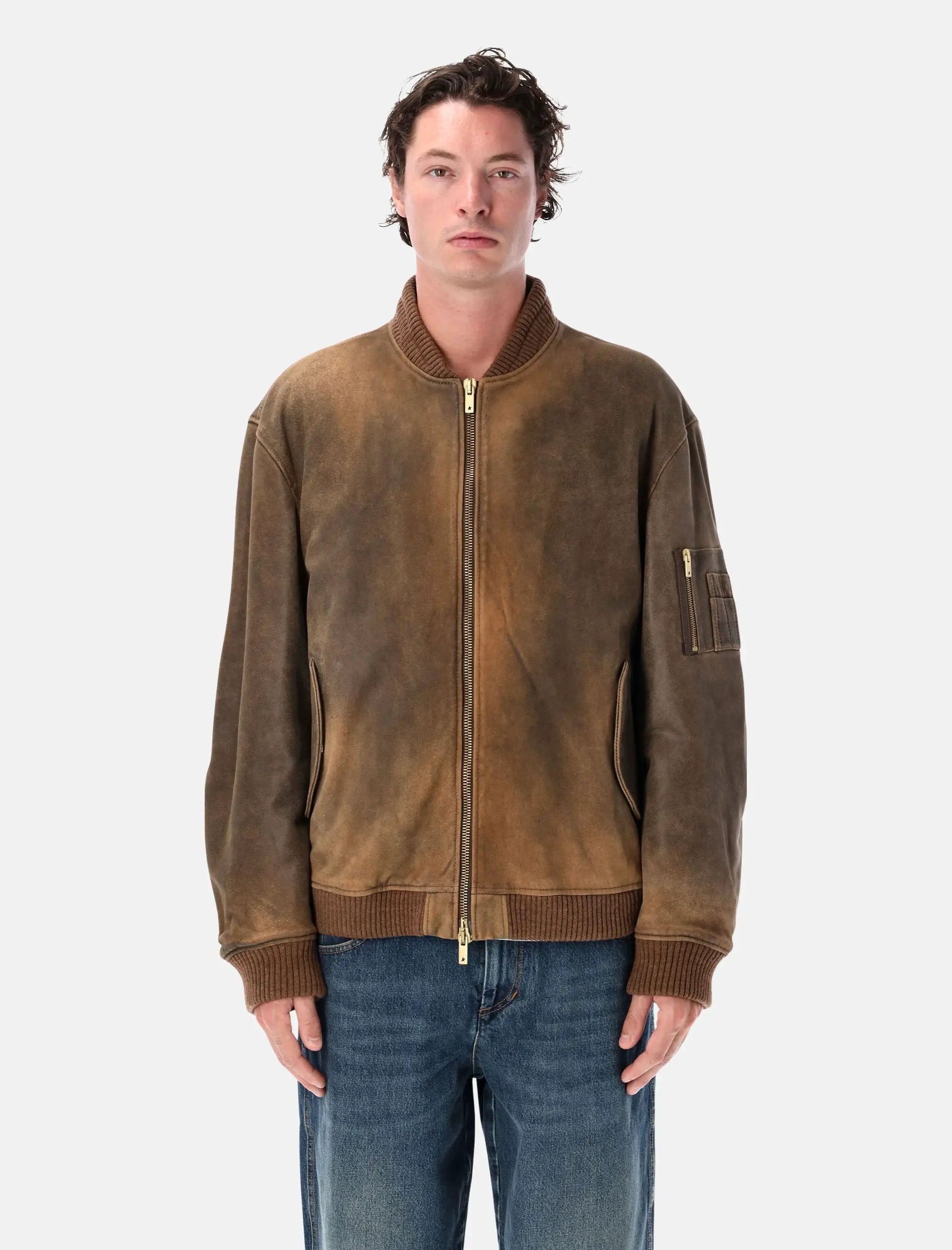 Unisex Brown Bomber Jacket Golden goose оригінал – Купити в Україні – вид ззаду