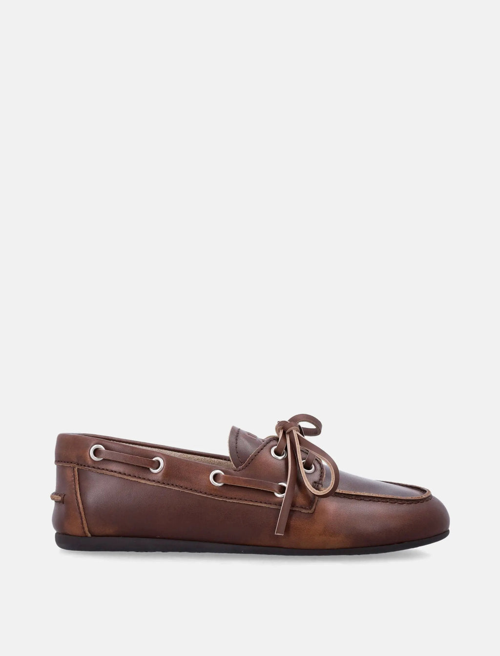 Unlined Bleached Leather Boat Shoes Miu miu оригінал – Купити в Україні – боковий вид