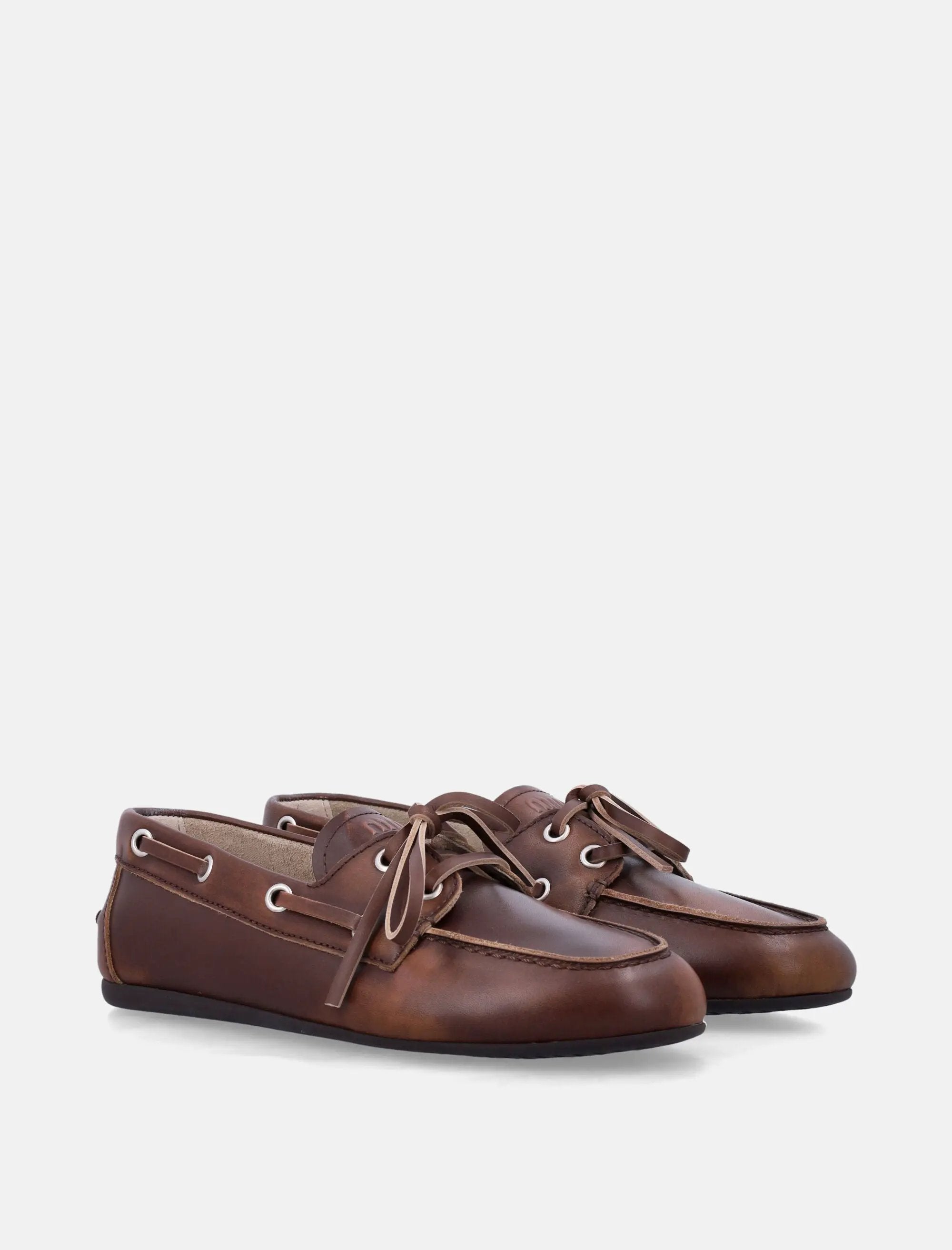 Unlined Bleached Leather Boat Shoes Miu miu оригінал – Купити в Україні – вид ззаду
