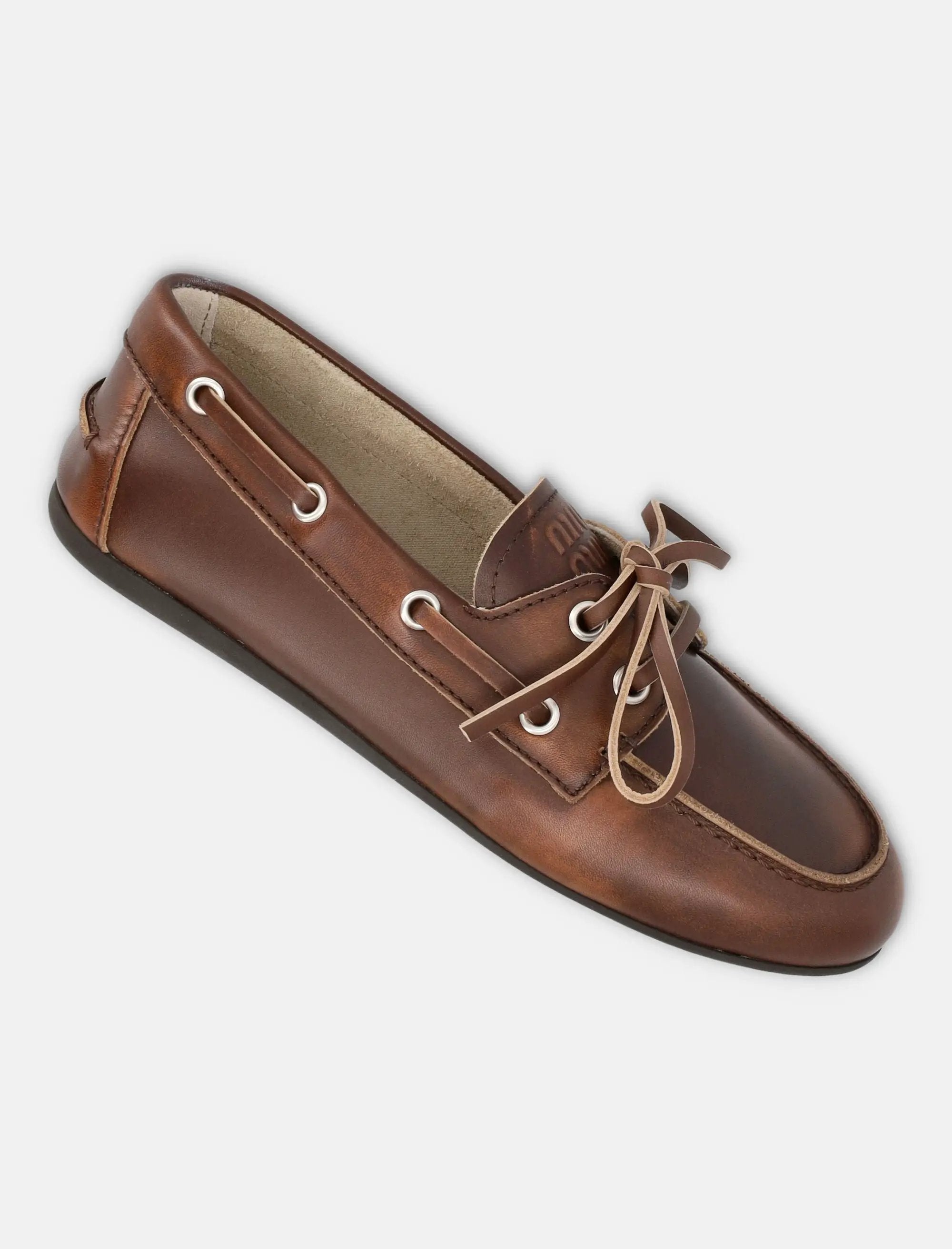 Unlined Bleached Leather Boat Shoes Miu miu оригінал – Купити в Україні – детальний вид