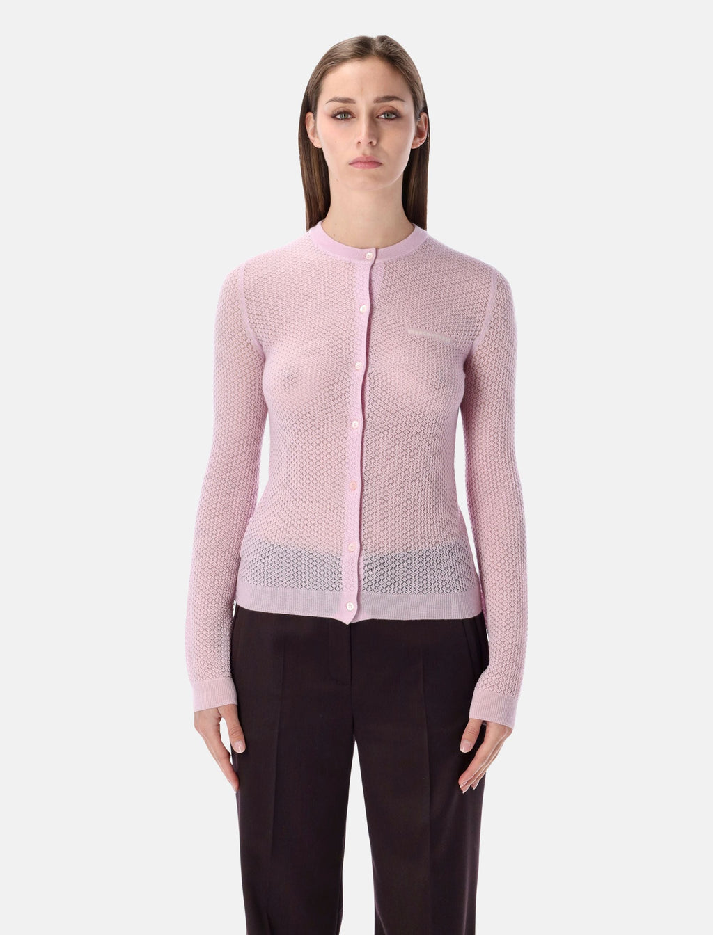 Cashmere Cardigan With Lacy Knit Miu miu – Гарантія оригінальності – боковий вид