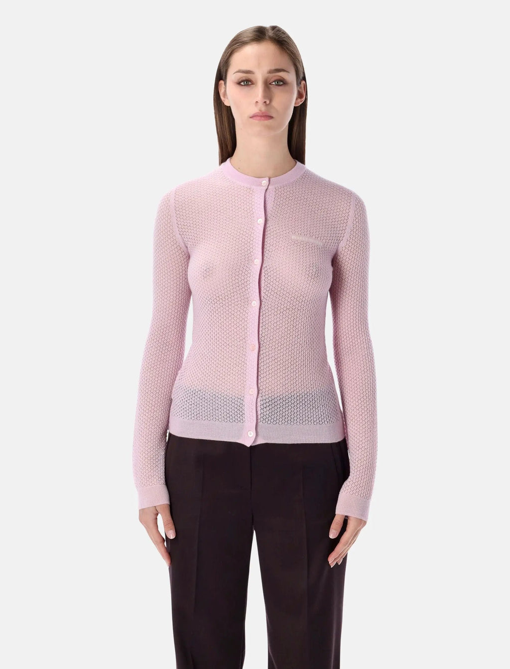 Cashmere Cardigan With Lacy Knit Miu miu – Гарантія оригінальності – боковий вид