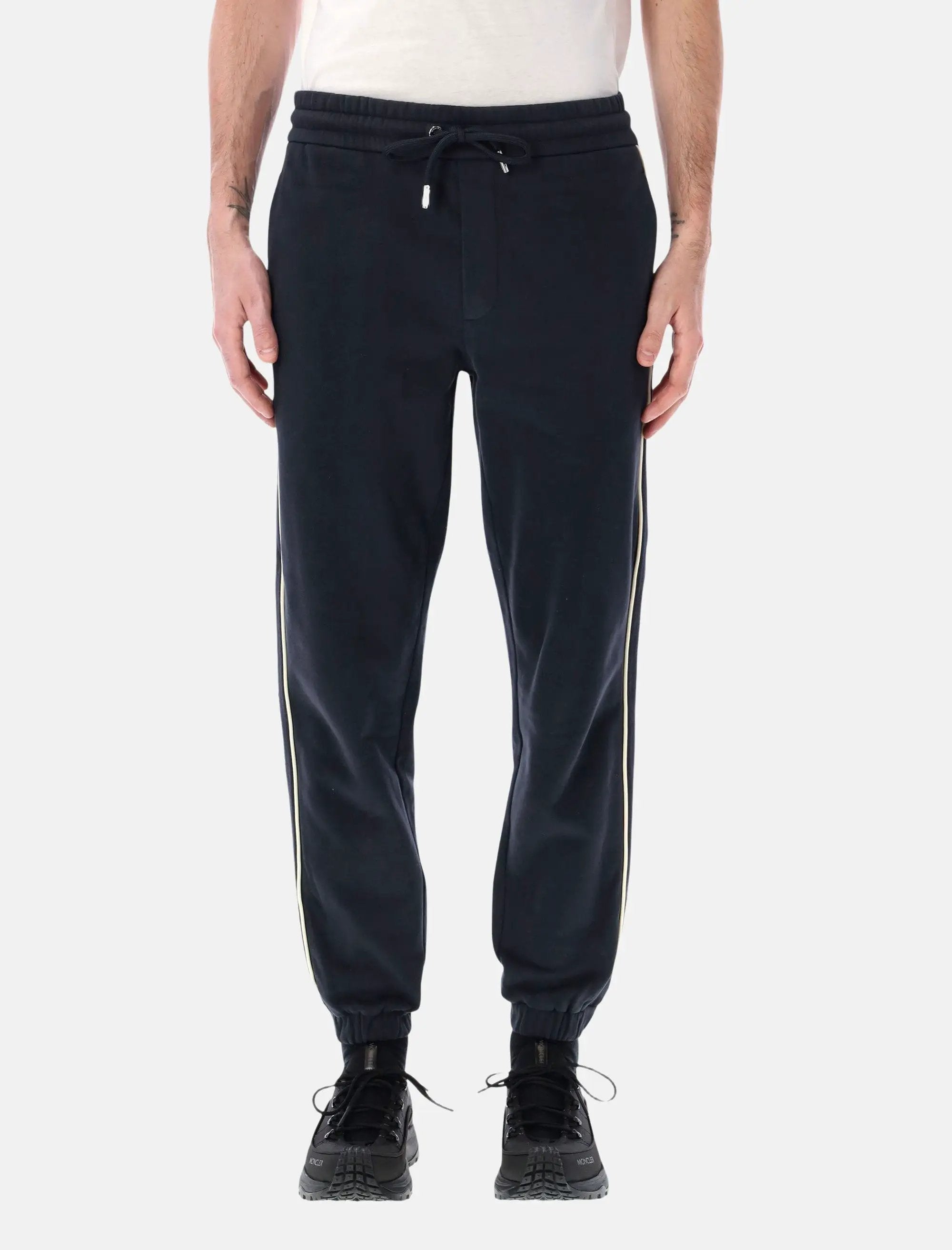 Sweatpants Side Stripe Navy Drawstring Concealed Cuff Moncler оригінал – Купити в Україні – боковий вид
