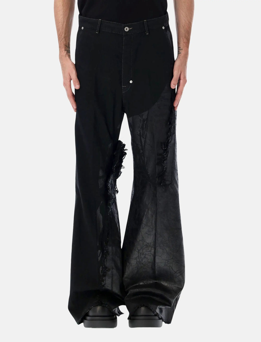 Joris Black Pants With Distressed Details Rick owens – Гарантія оригінальності – боковий вид