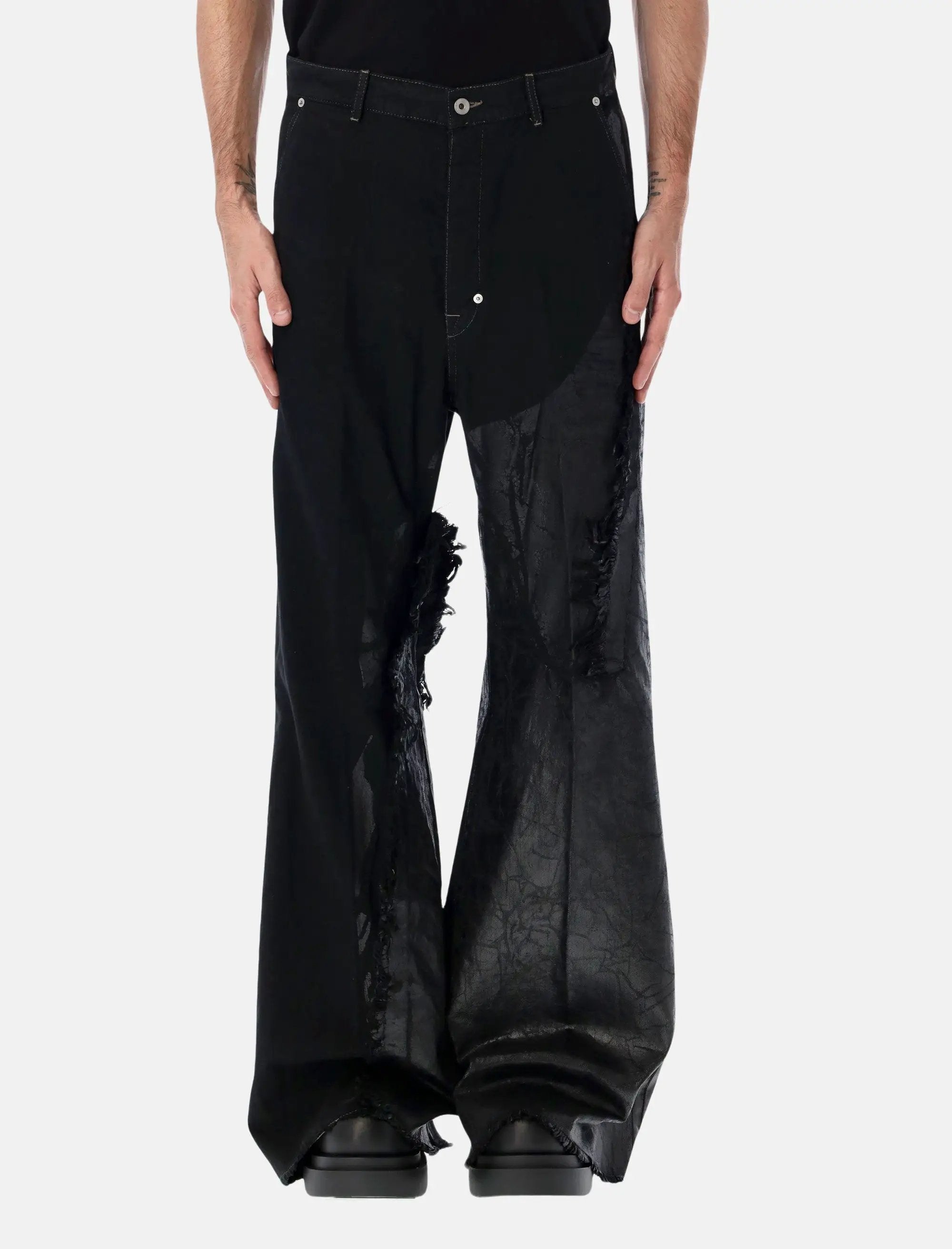 Joris Black Pants With Distressed Details Rick owens – Гарантія оригінальності – боковий вид
