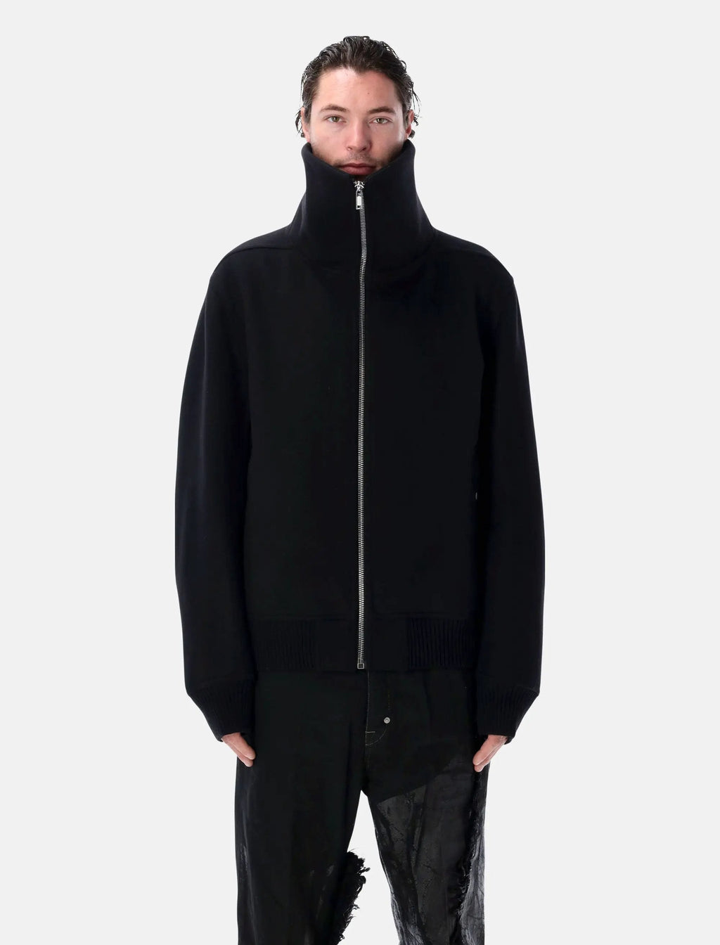 Оригінальна Blixia Short Coat Black With Dracu Collar Rick owens – боковий вид