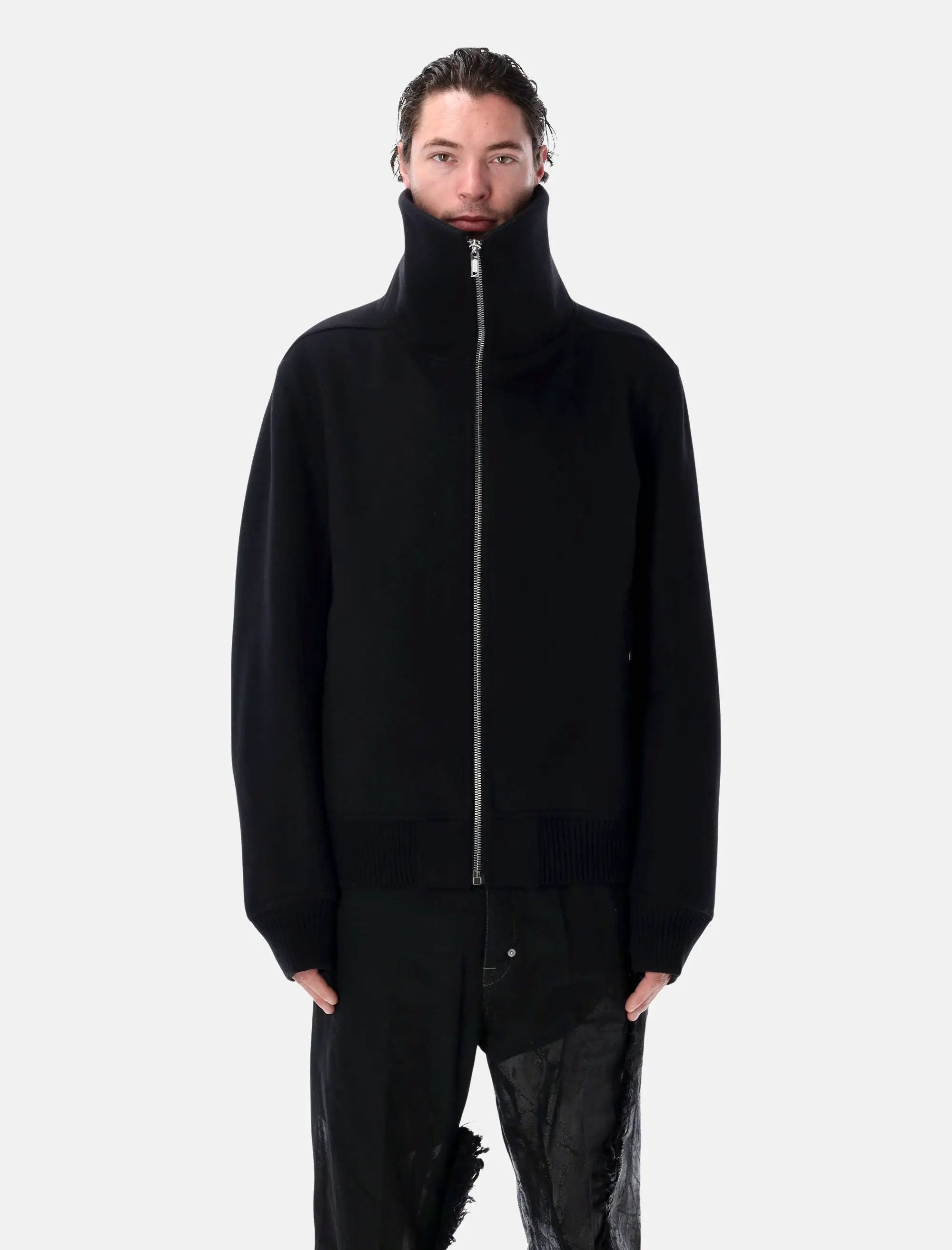Оригінальна Blixia Short Coat Black With Dracu Collar Rick owens – боковий вид