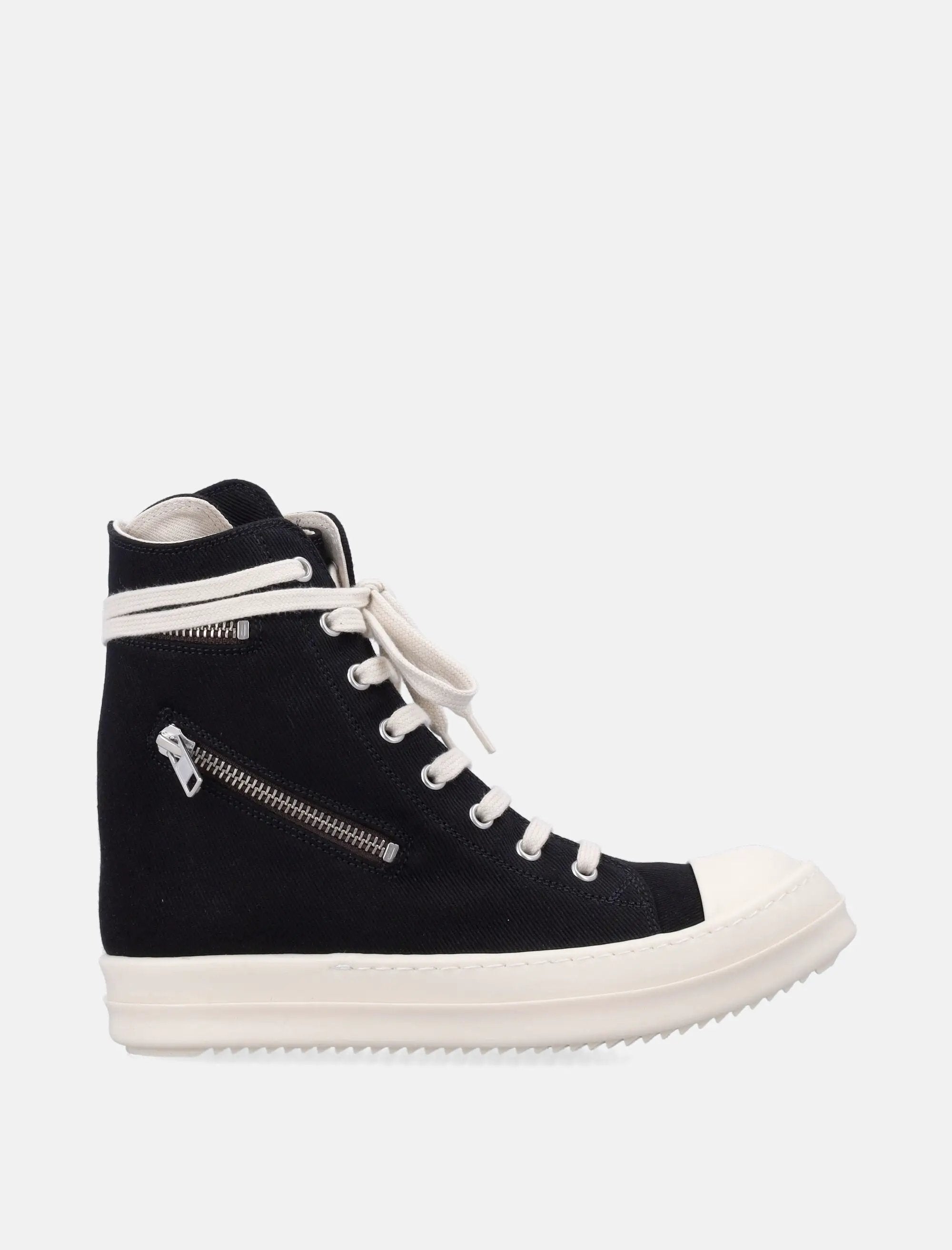 Оригінальна Womens Cargo Sneaks In Black Overdyed Denim Rick owens – боковий вид