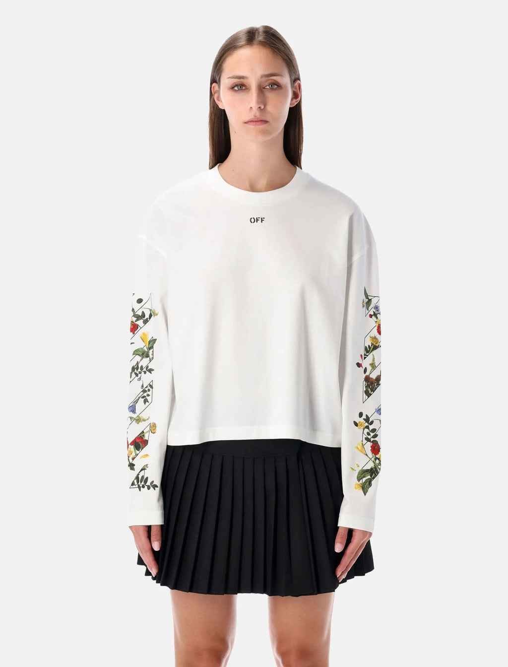 Embroidered Floral Arrow Long Sleeve T Shirt Off-white – Гарантія оригінальності – боковий вид