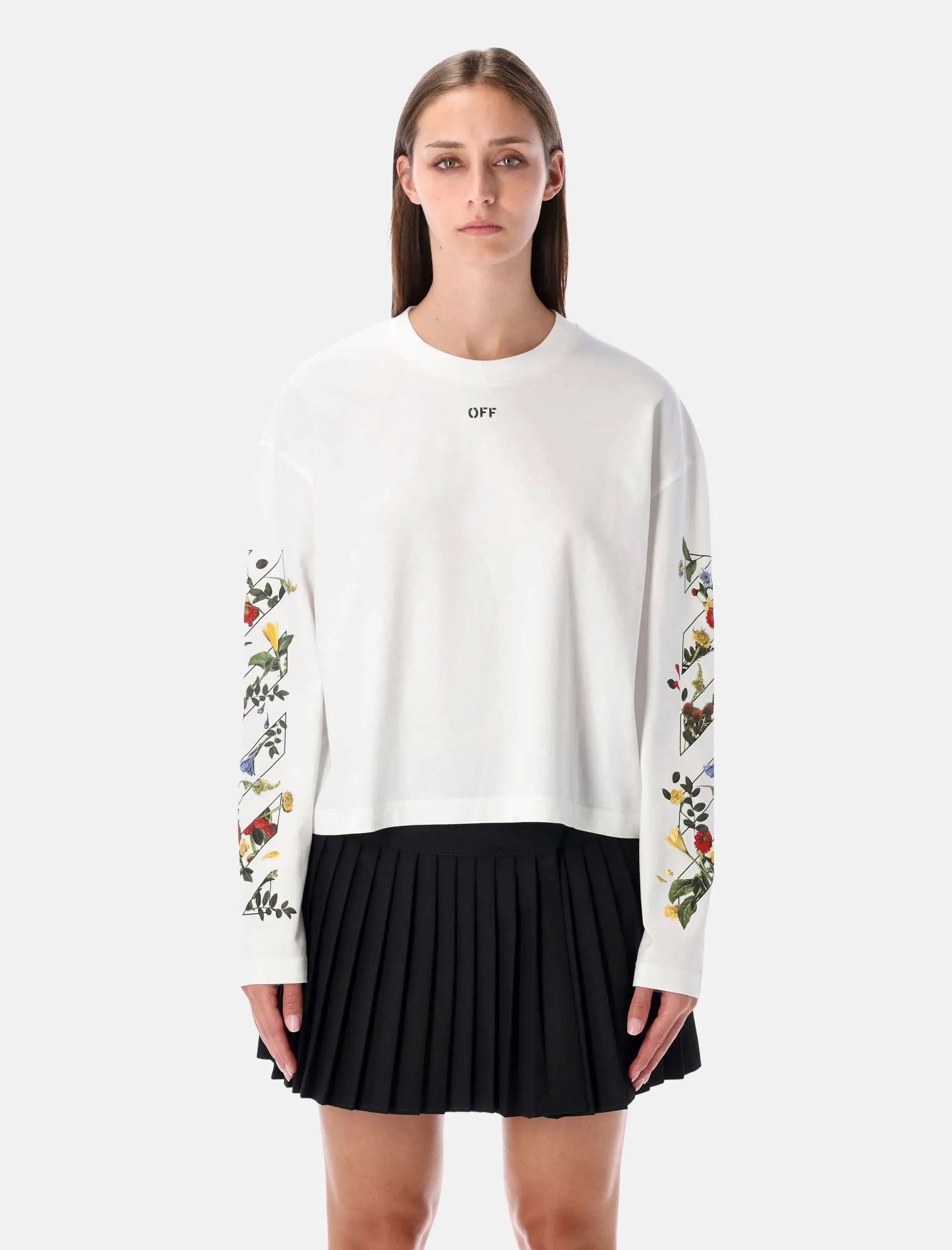 Embroidered Floral Arrow Long Sleeve T Shirt Off-white – Гарантія оригінальності – боковий вид