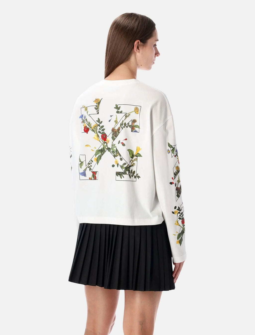 Embroidered Floral Arrow Long Sleeve T Shirt Off-white – Гарантія оригінальності – вид ззаду