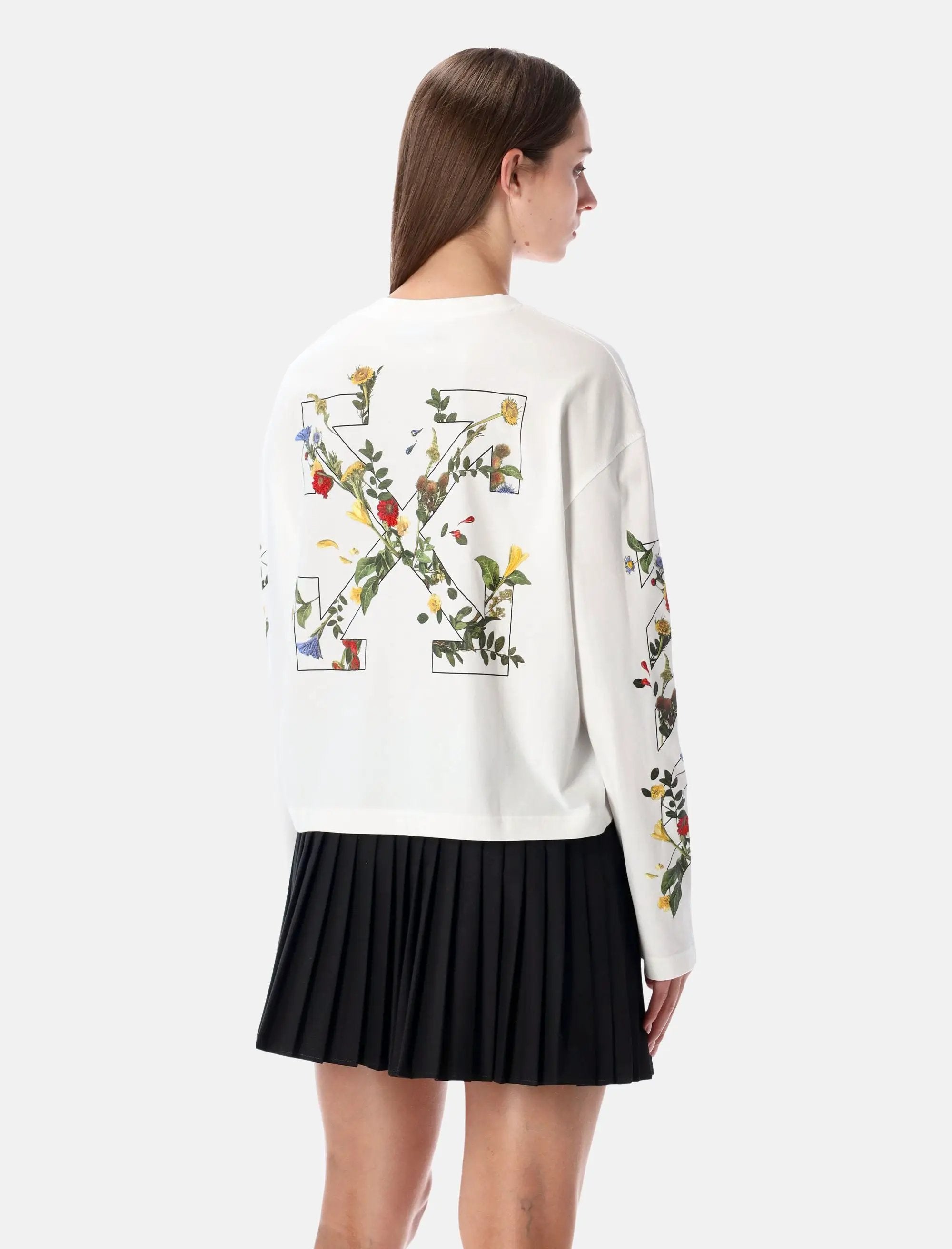 Embroidered Floral Arrow Long Sleeve T Shirt Off-white – Гарантія оригінальності – вид ззаду