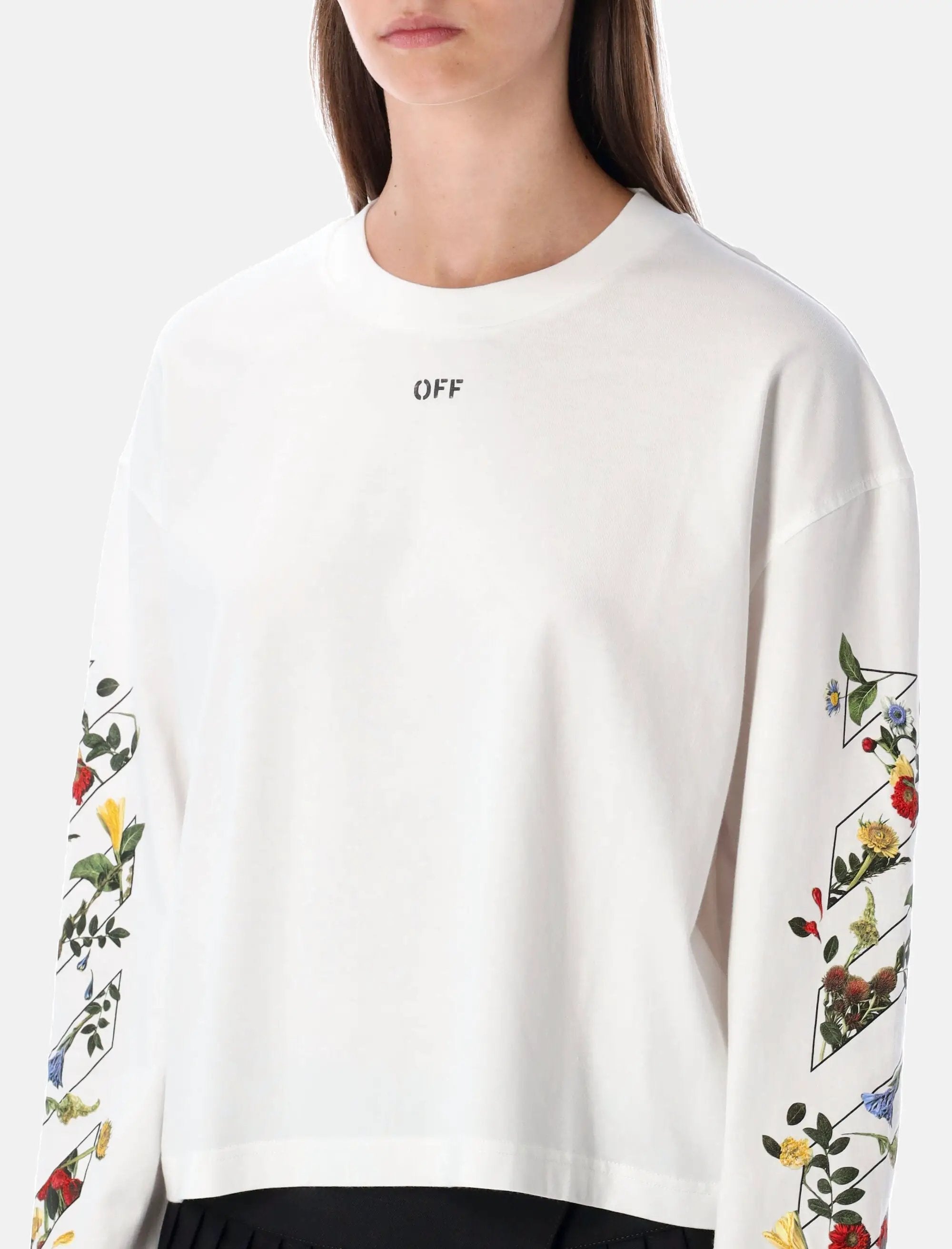 Embroidered Floral Arrow Long Sleeve T Shirt Off-white – Гарантія оригінальності – детальний вид