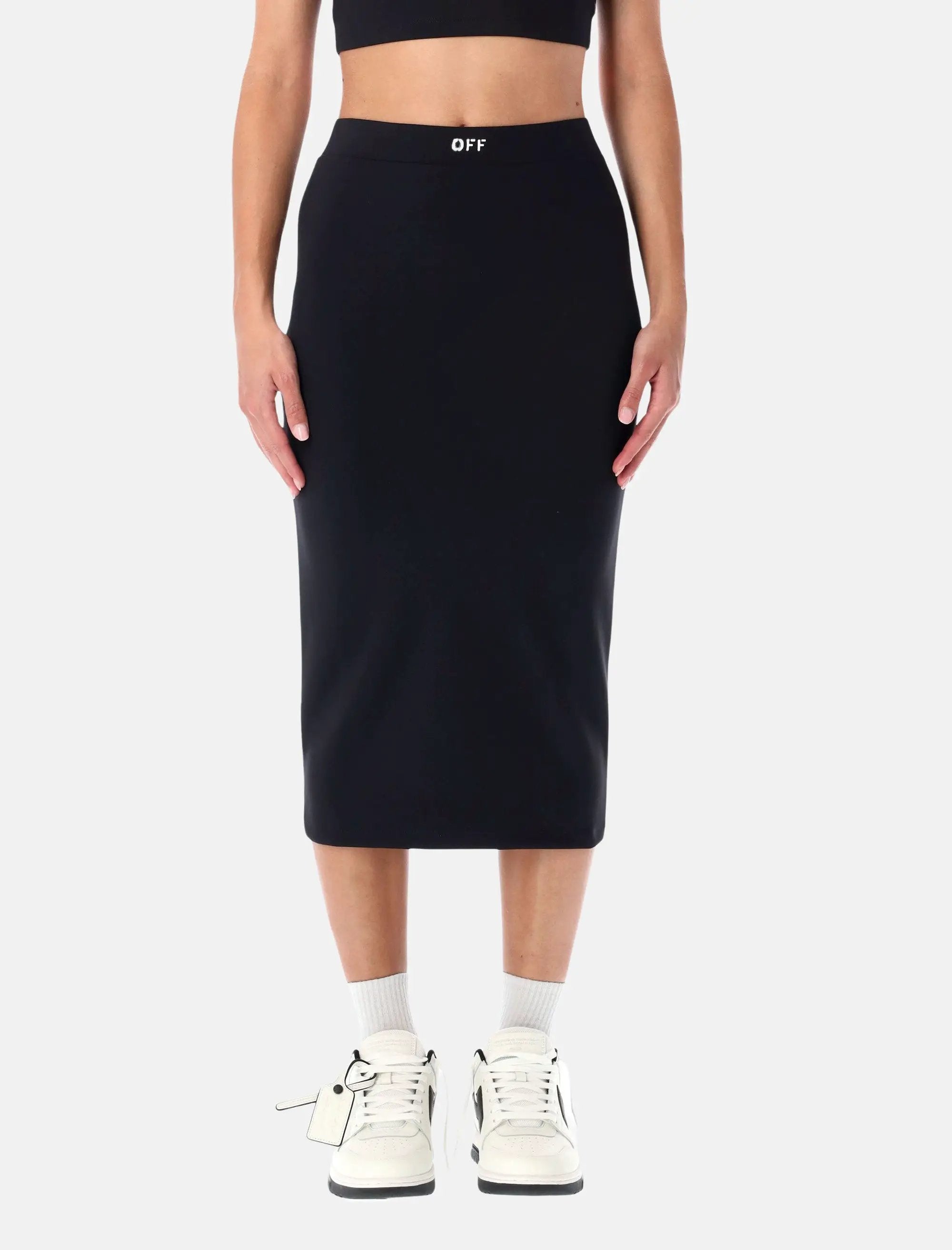 Sleek Stretch MIDI Skirt Off-white оригінал – Купити в Україні – боковий вид