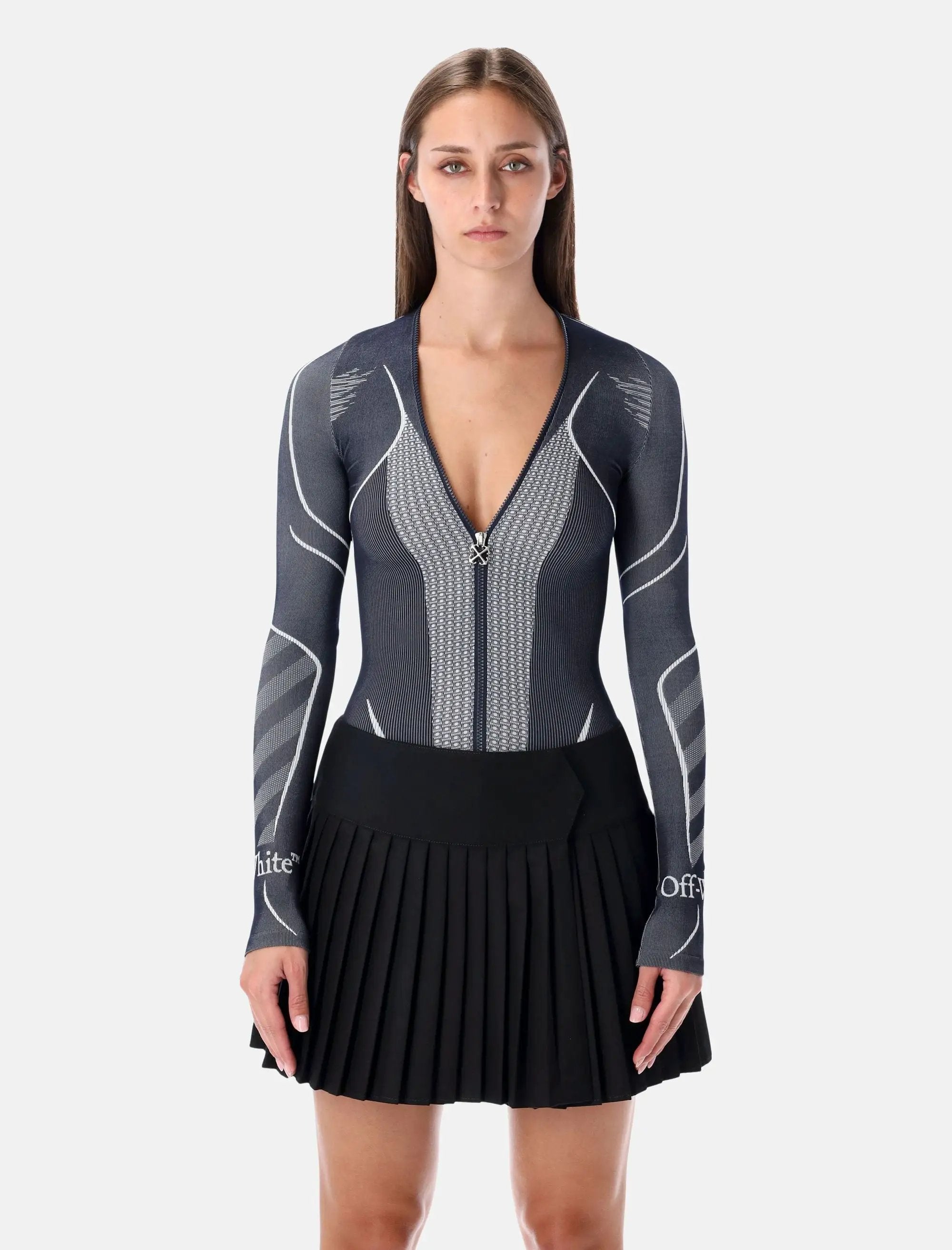 Diag Seamless Black Long Sleeve Zip Bodysuit Off-white оригінал – Купити в Україні – боковий вид