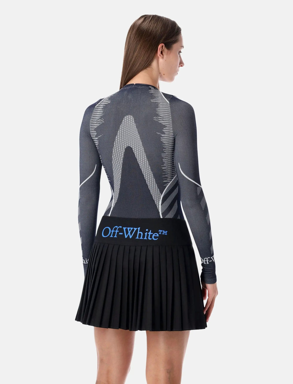 Diag Seamless Black Long Sleeve Zip Bodysuit Off-white оригінал – Купити в Україні – вид ззаду