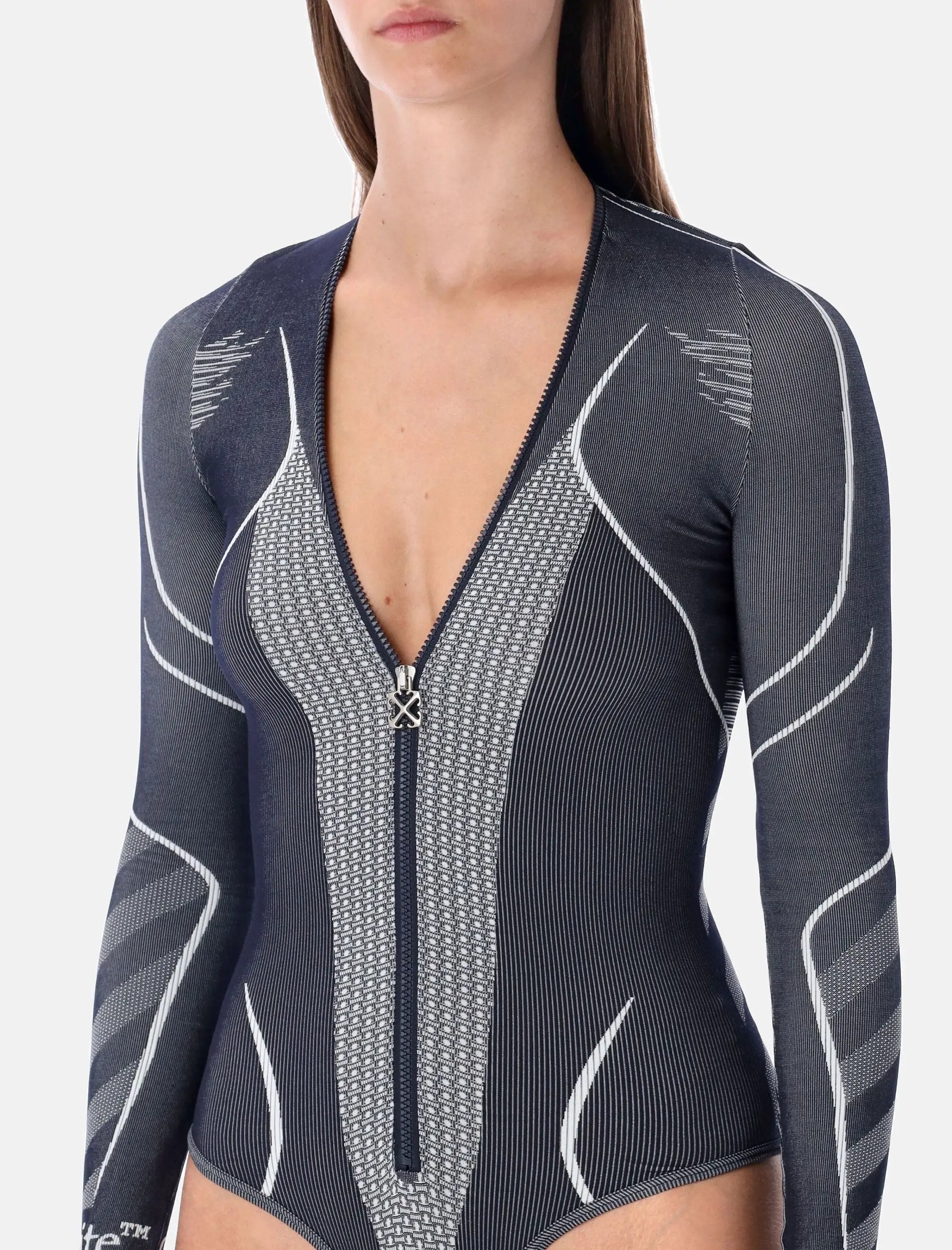 Diag Seamless Black Long Sleeve Zip Bodysuit Off-white оригінал – Купити в Україні – детальний вид