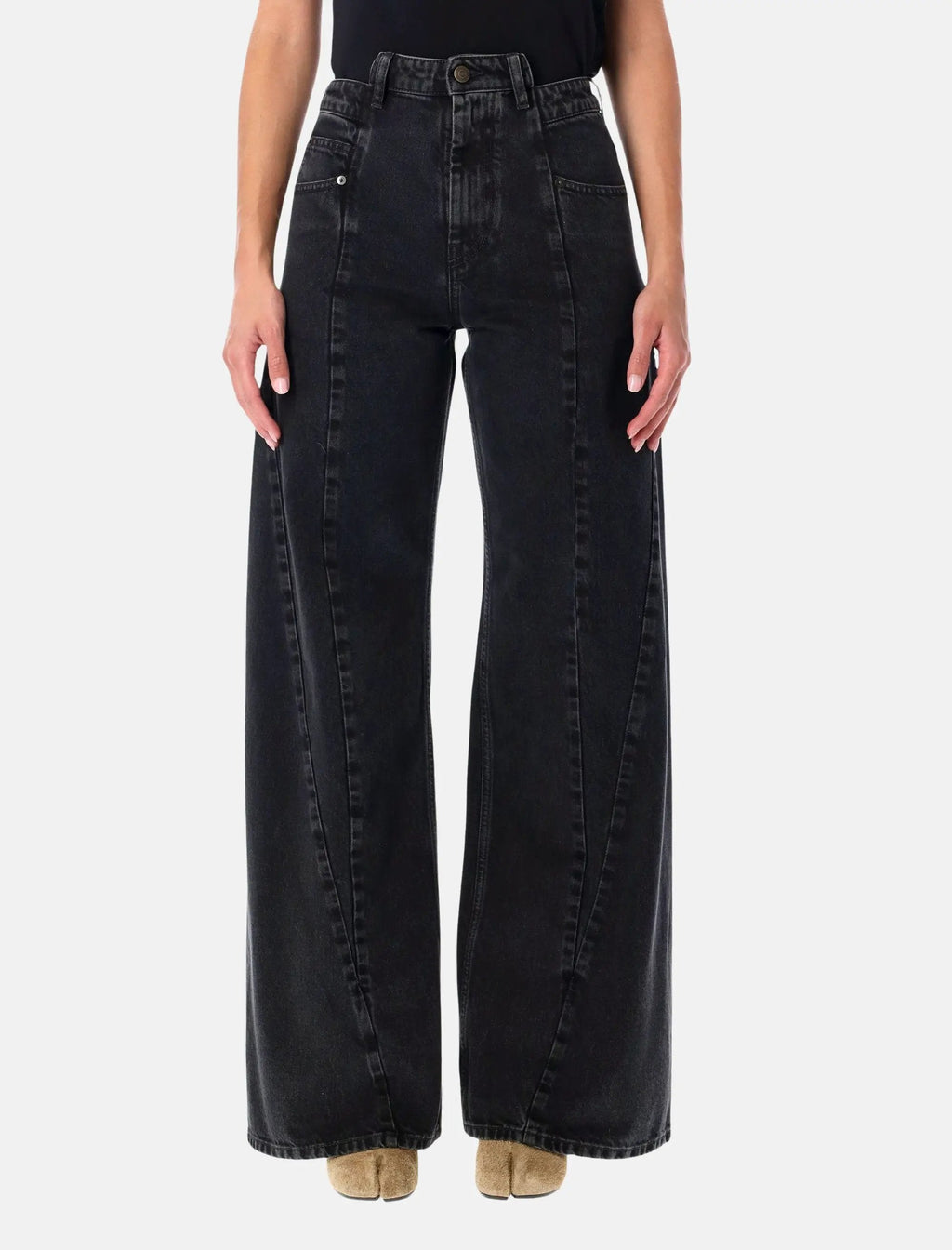 High Waisted Wide Leg Black Jeans Maison margiela – Гарантія оригінальності – боковий вид