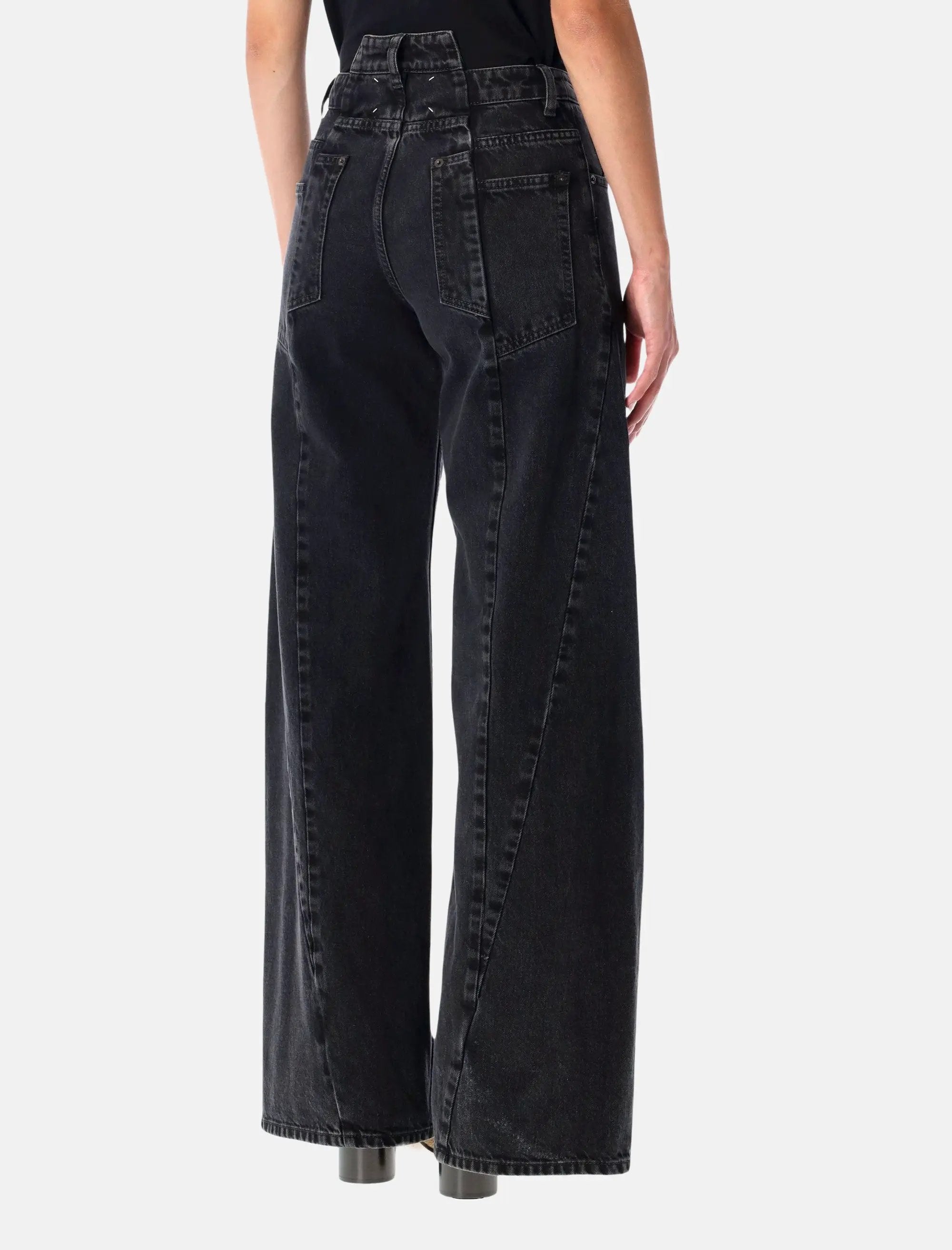 High Waisted Wide Leg Black Jeans Maison margiela – Гарантія оригінальності – вид ззаду