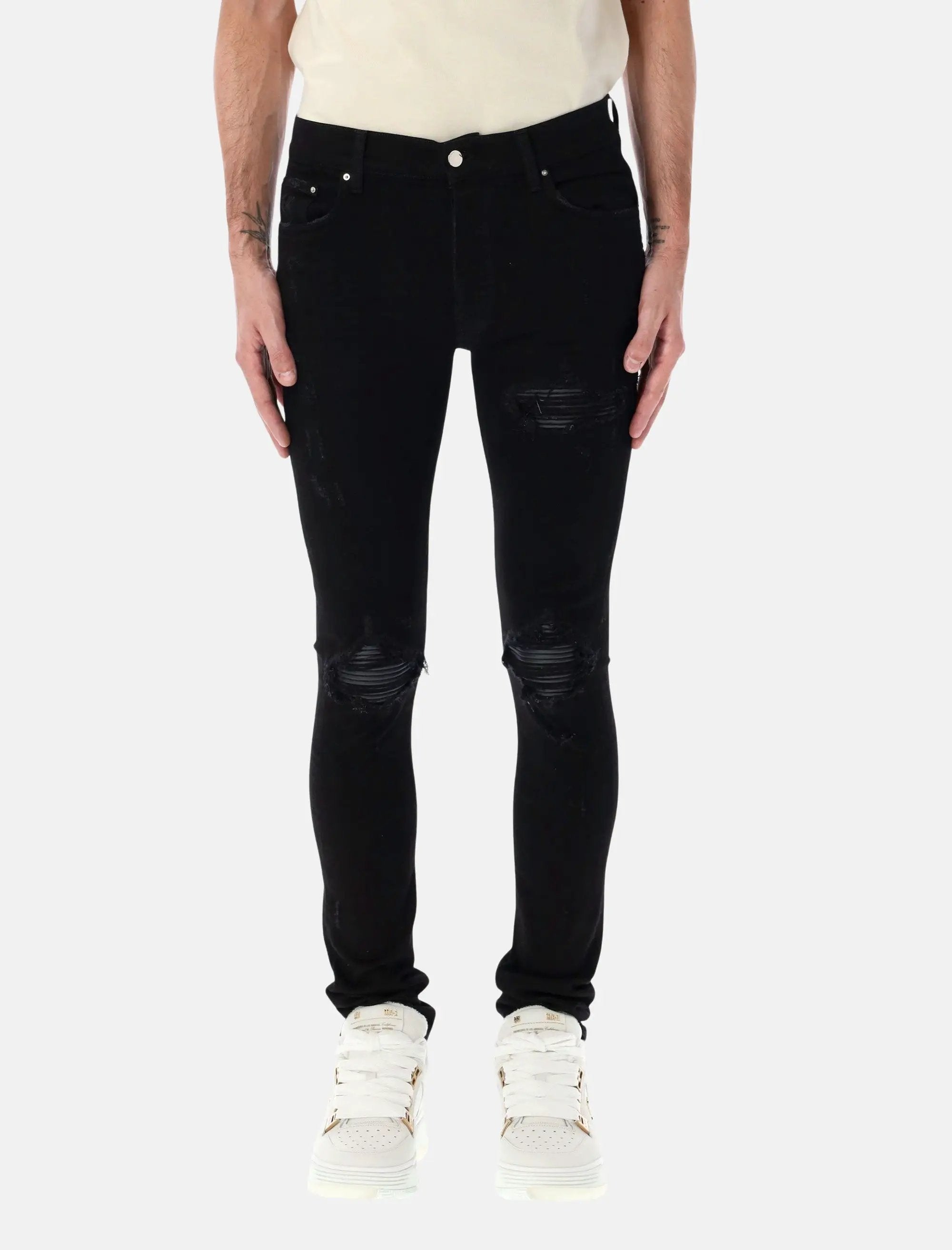 Mx1 Italian Stretch Denim Jeans With Leather Inserts Amiri оригінал – Купити в Україні – боковий вид