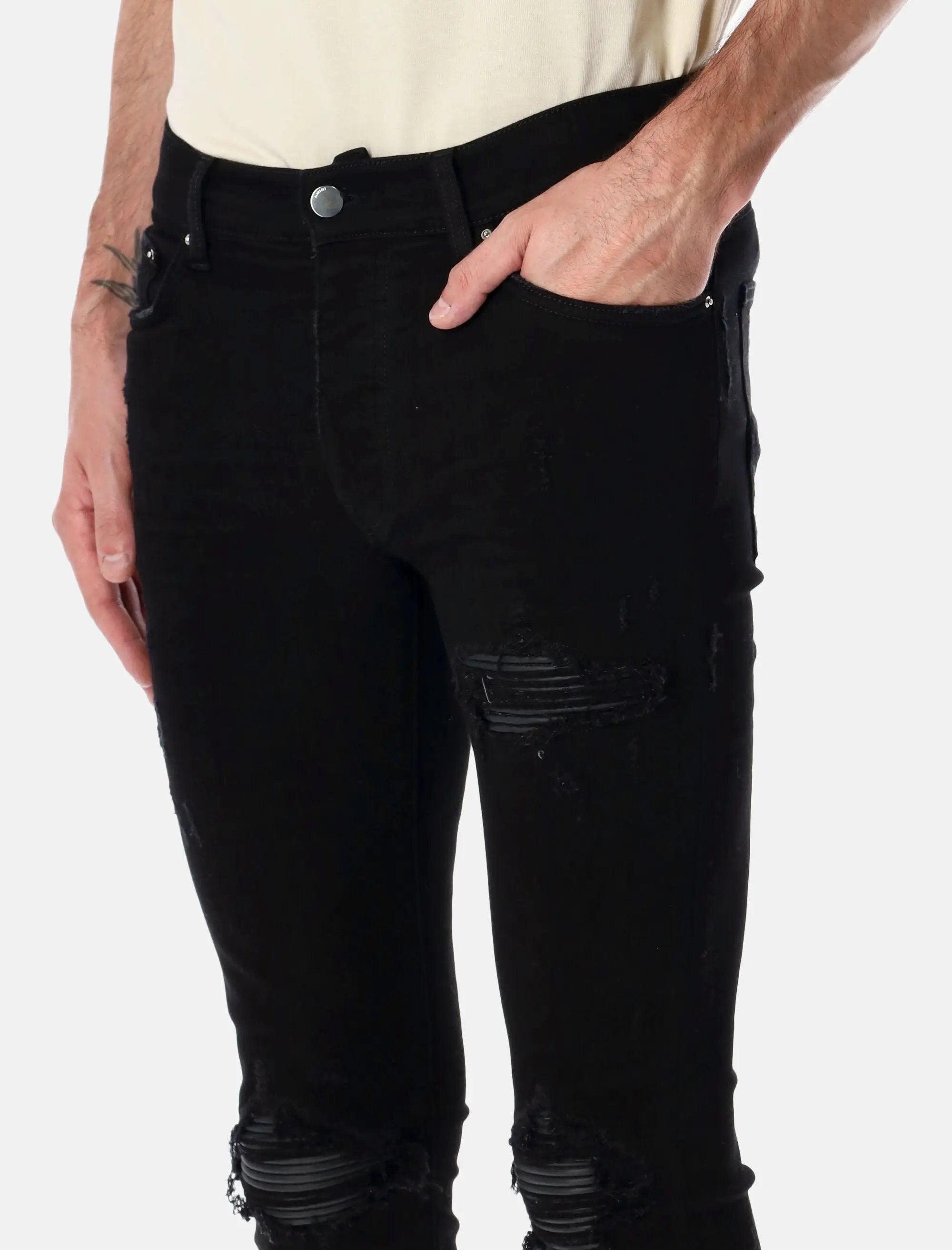 Mx1 Italian Stretch Denim Jeans With Leather Inserts Amiri оригінал – Купити в Україні – детальний вид