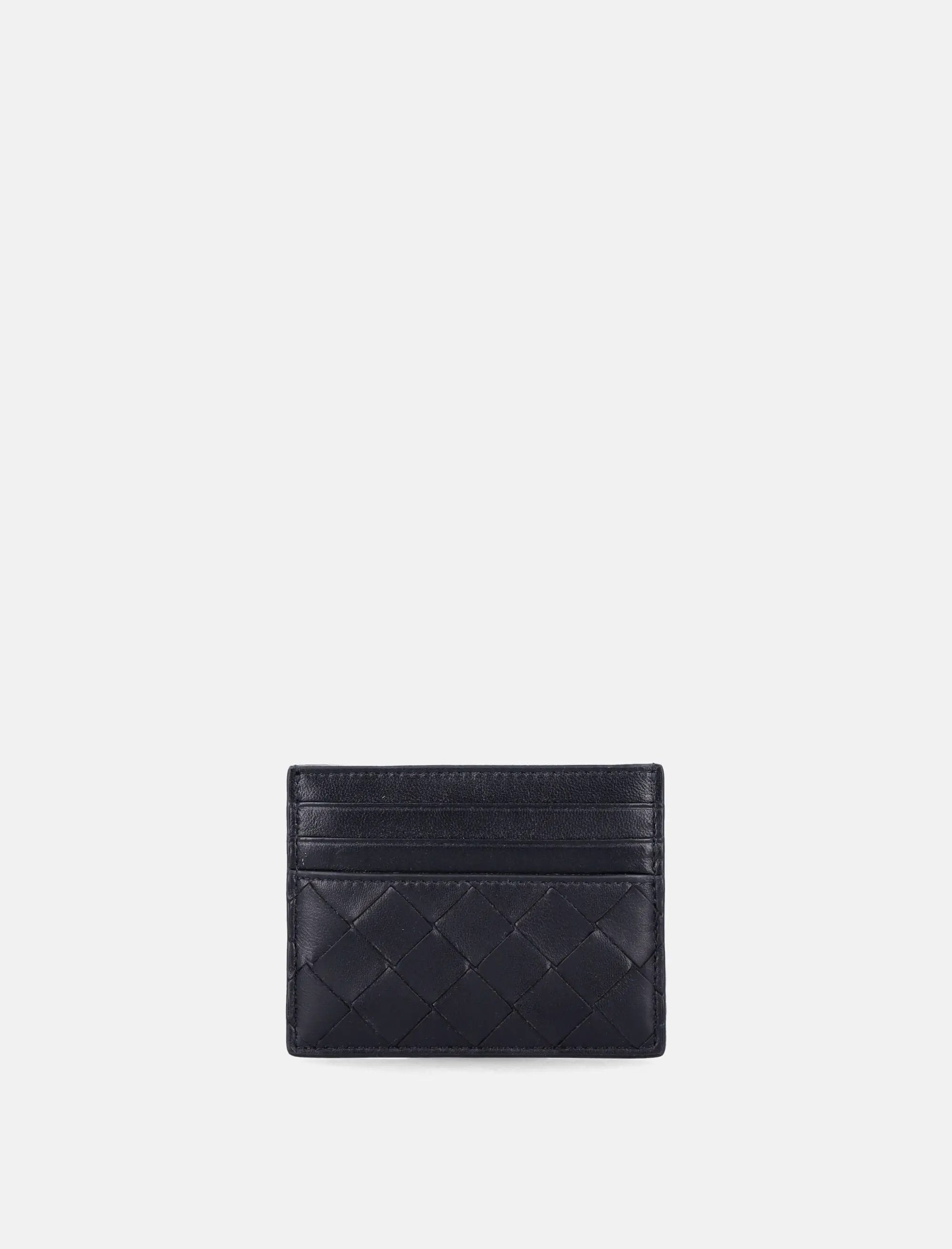 Intrecciato Credit Card Case In Black Nappa Bottega veneta – Гарантія оригінальності – боковий вид