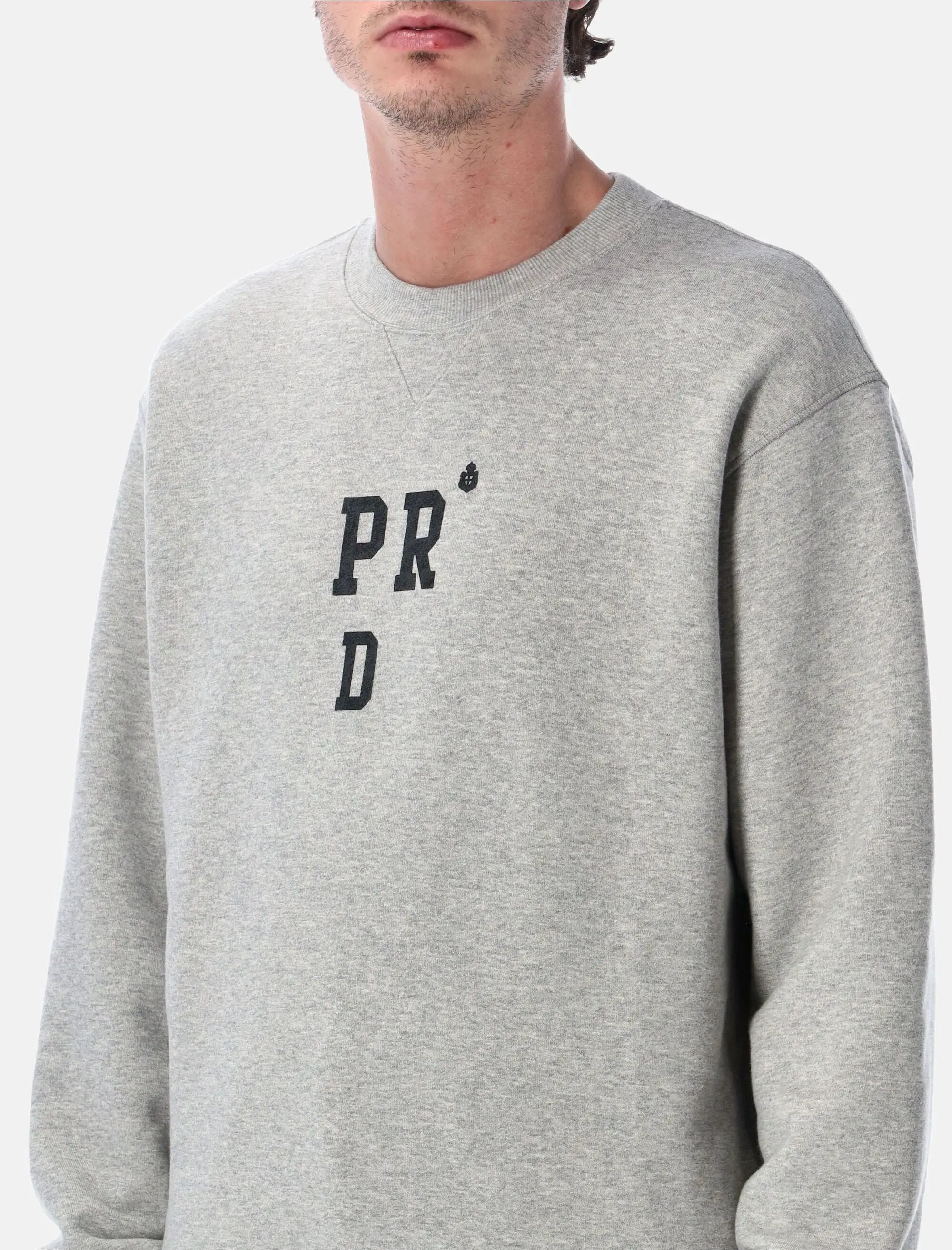 Fleece Crewneck Sweatshirt Men Light Grey Logo Patch Detail Prada – Гарантія оригінальності – детальний вид