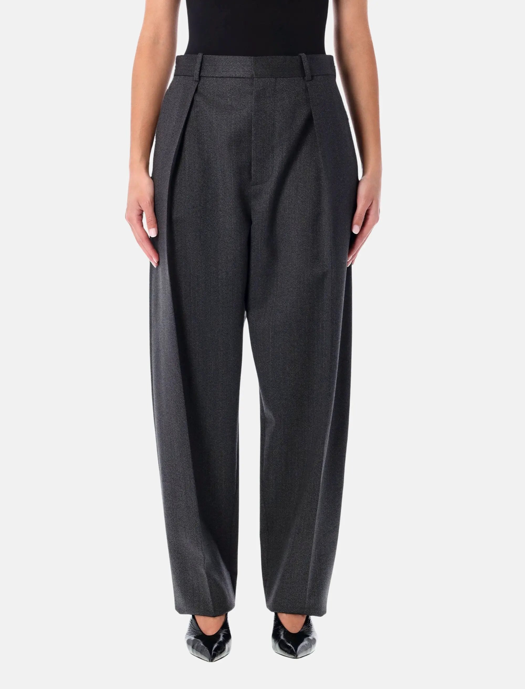 Grey Moiré Wool Pleated Trousers Bottega veneta оригінал – Купити в Україні – боковий вид