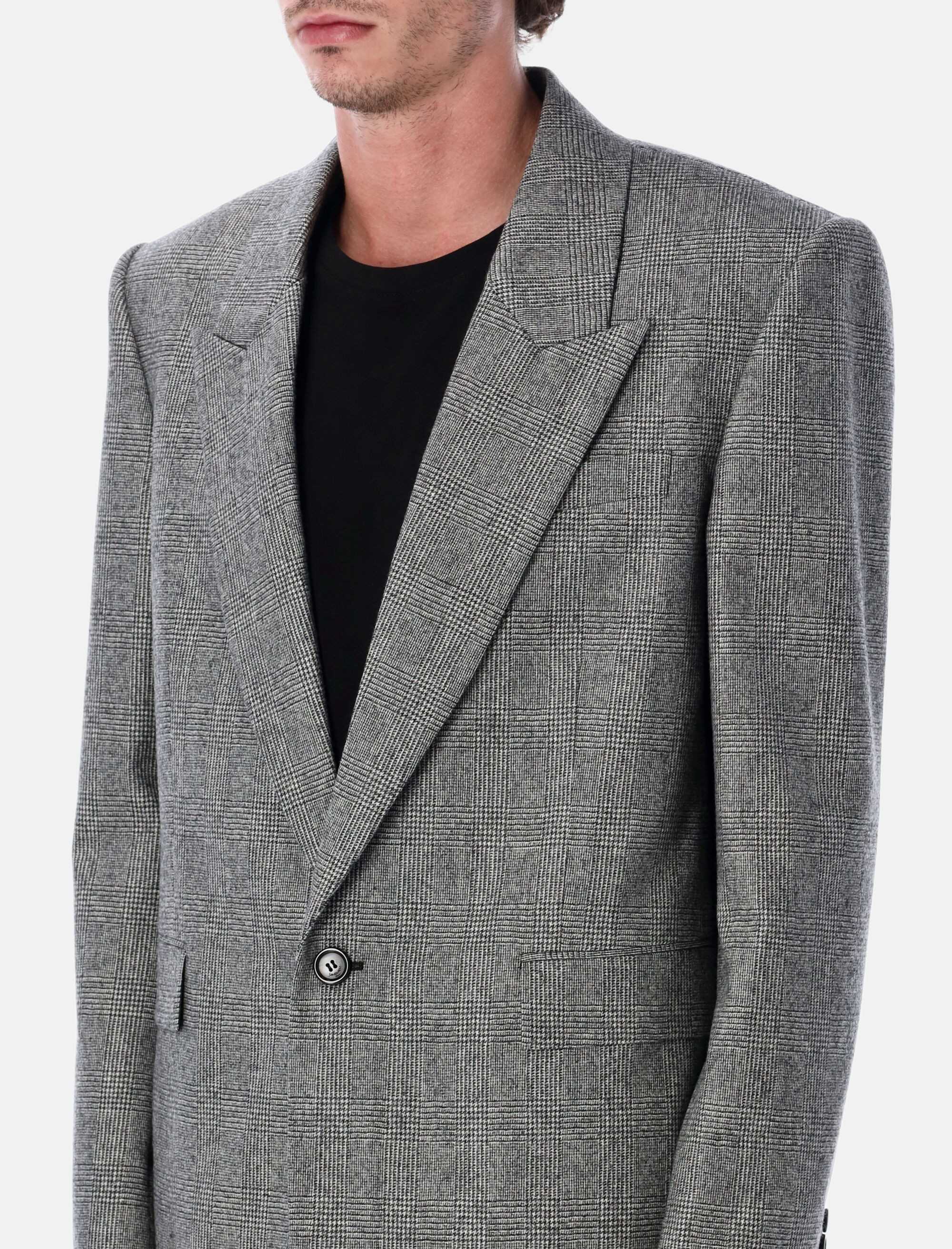 Prince Of Wales Wool Single Breasted Blazer Saint laurent – Гарантія оригінальності – детальний вид