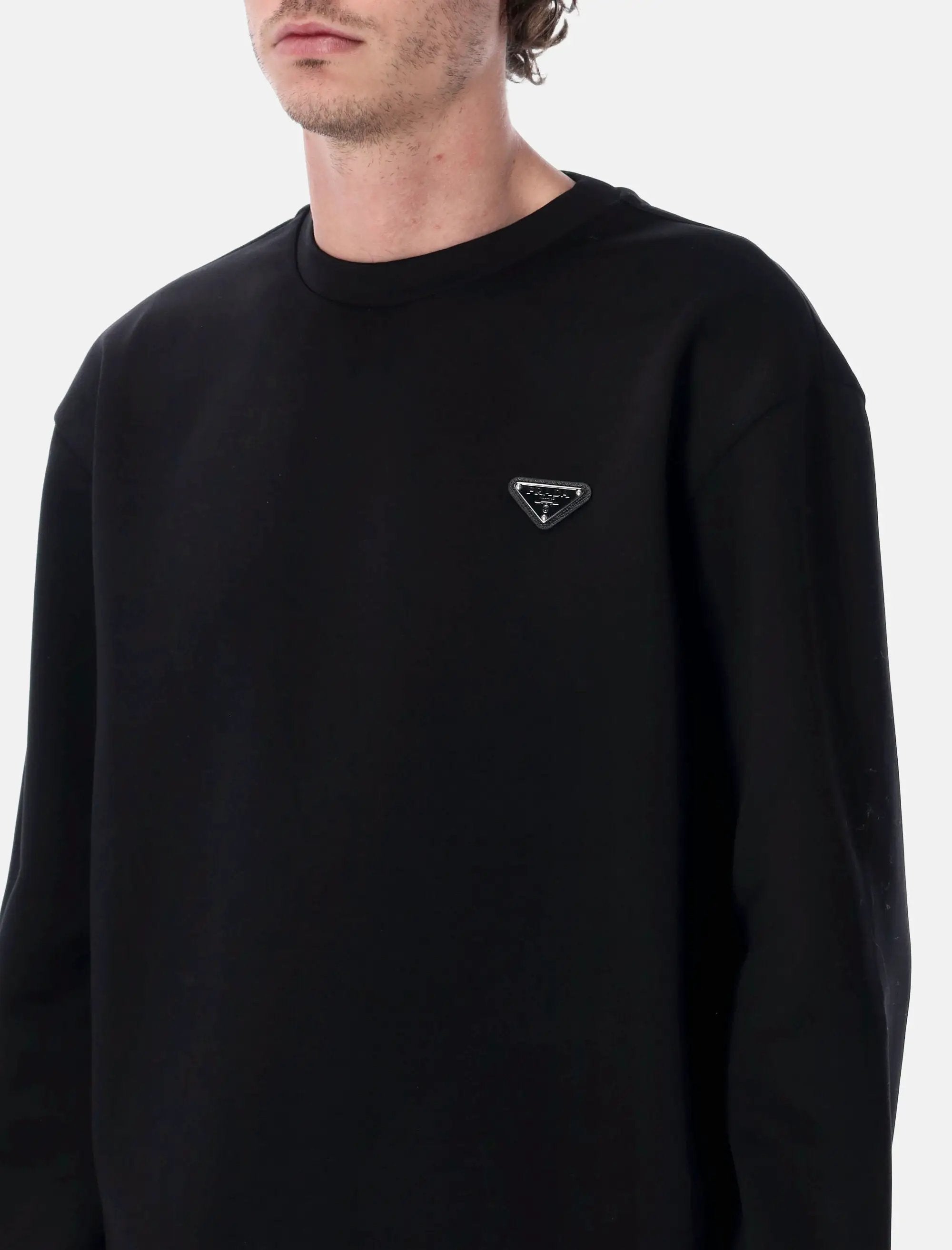 Оригінальна Technical Cotton Black Sweatshirt Prada – детальний вид
