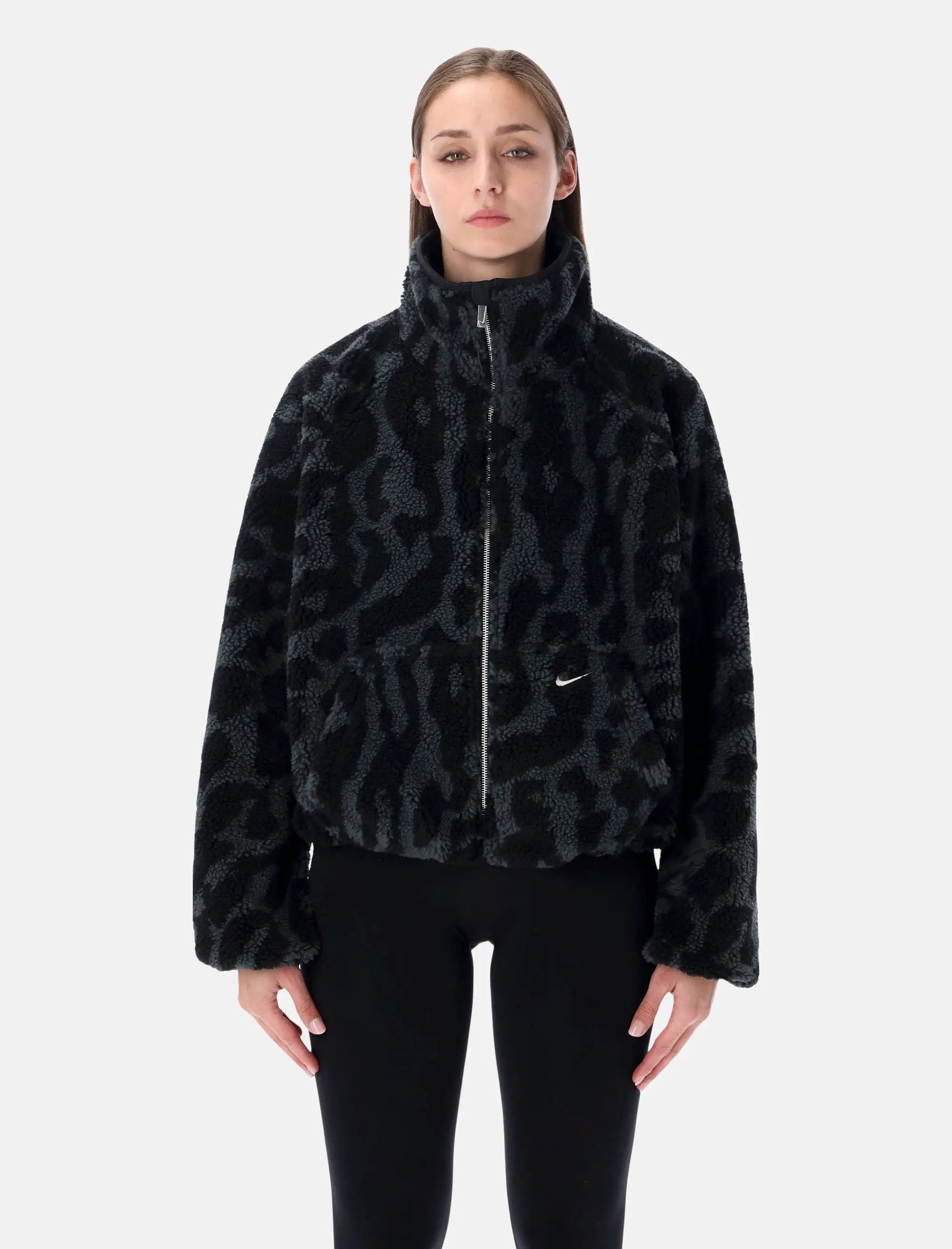 High Pile Black Fleece Jacket Nike оригінал – Купити в Україні – боковий вид