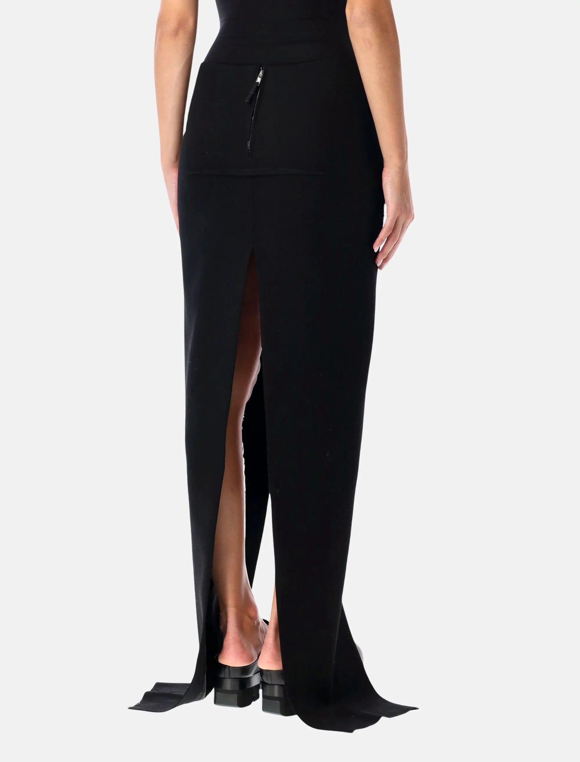 Black Long Sliced Skirt Rick owens оригінал – Купити в Україні – вид ззаду
