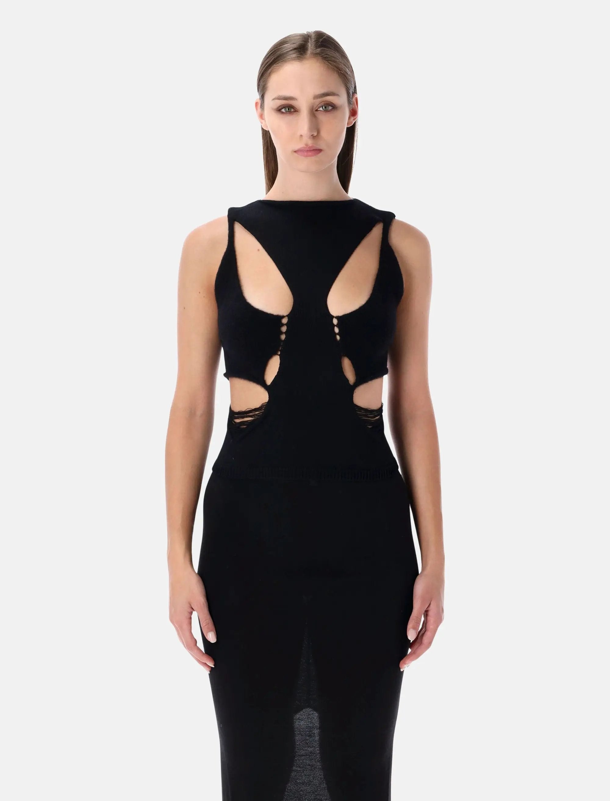 Black Wool Cut Out Top Rick owens оригінал – Купити в Україні – боковий вид