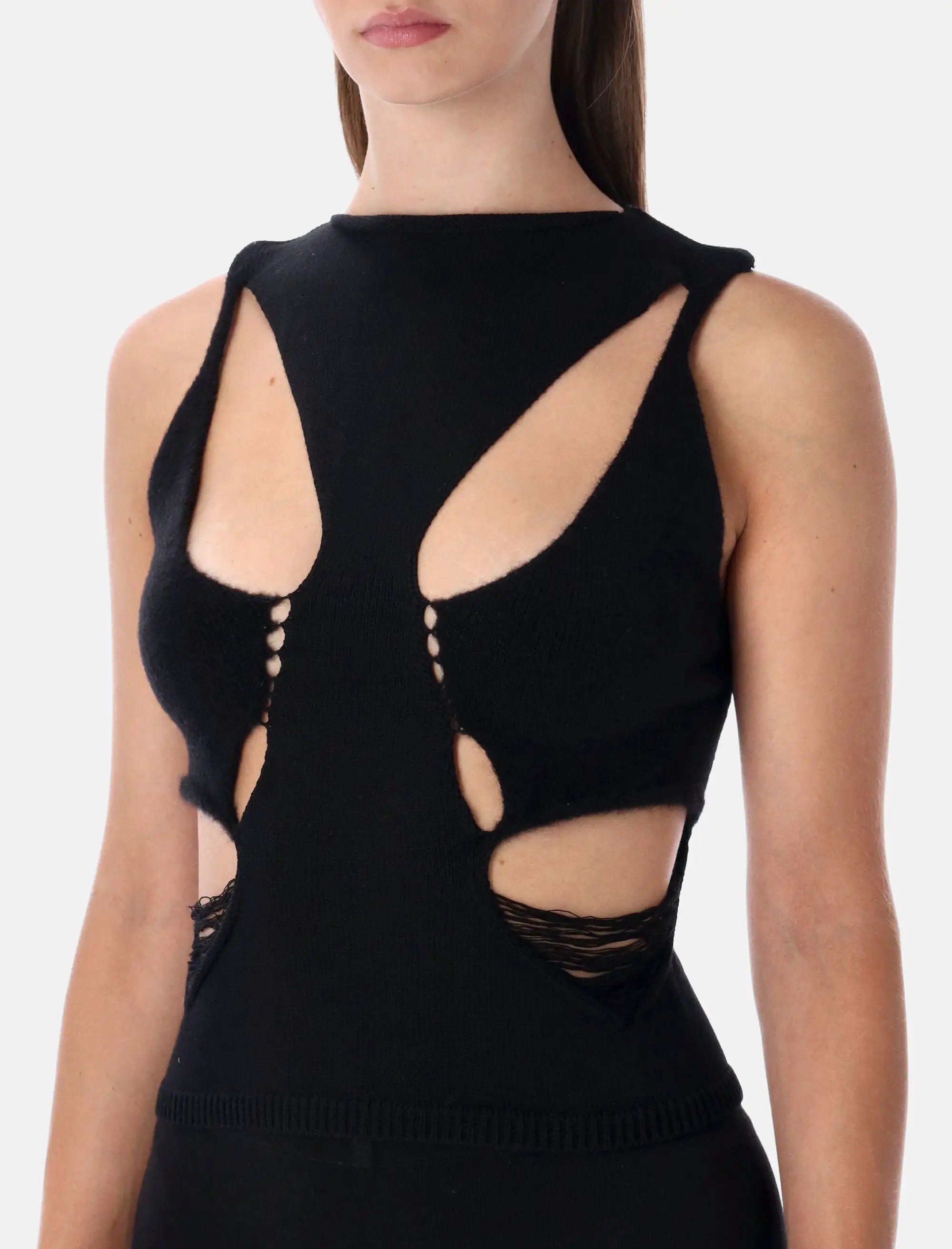 Black Wool Cut Out Top Rick owens оригінал – Купити в Україні – детальний вид